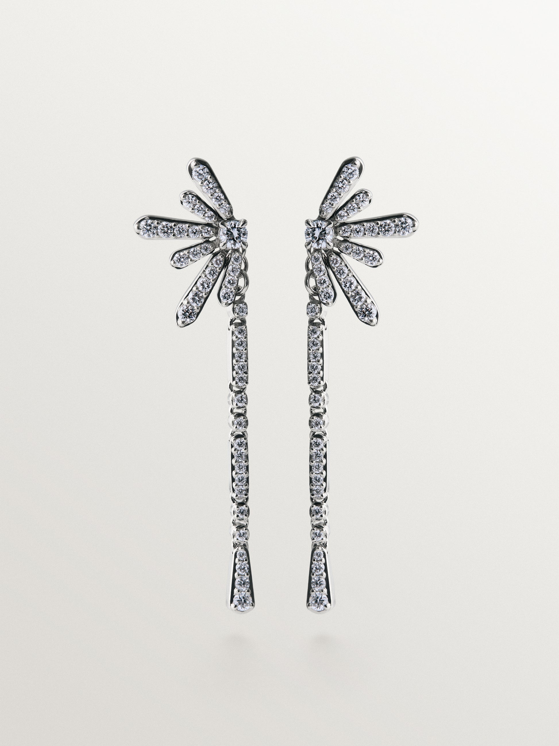Pendientes largos de plata 925 con diamantes lab grown