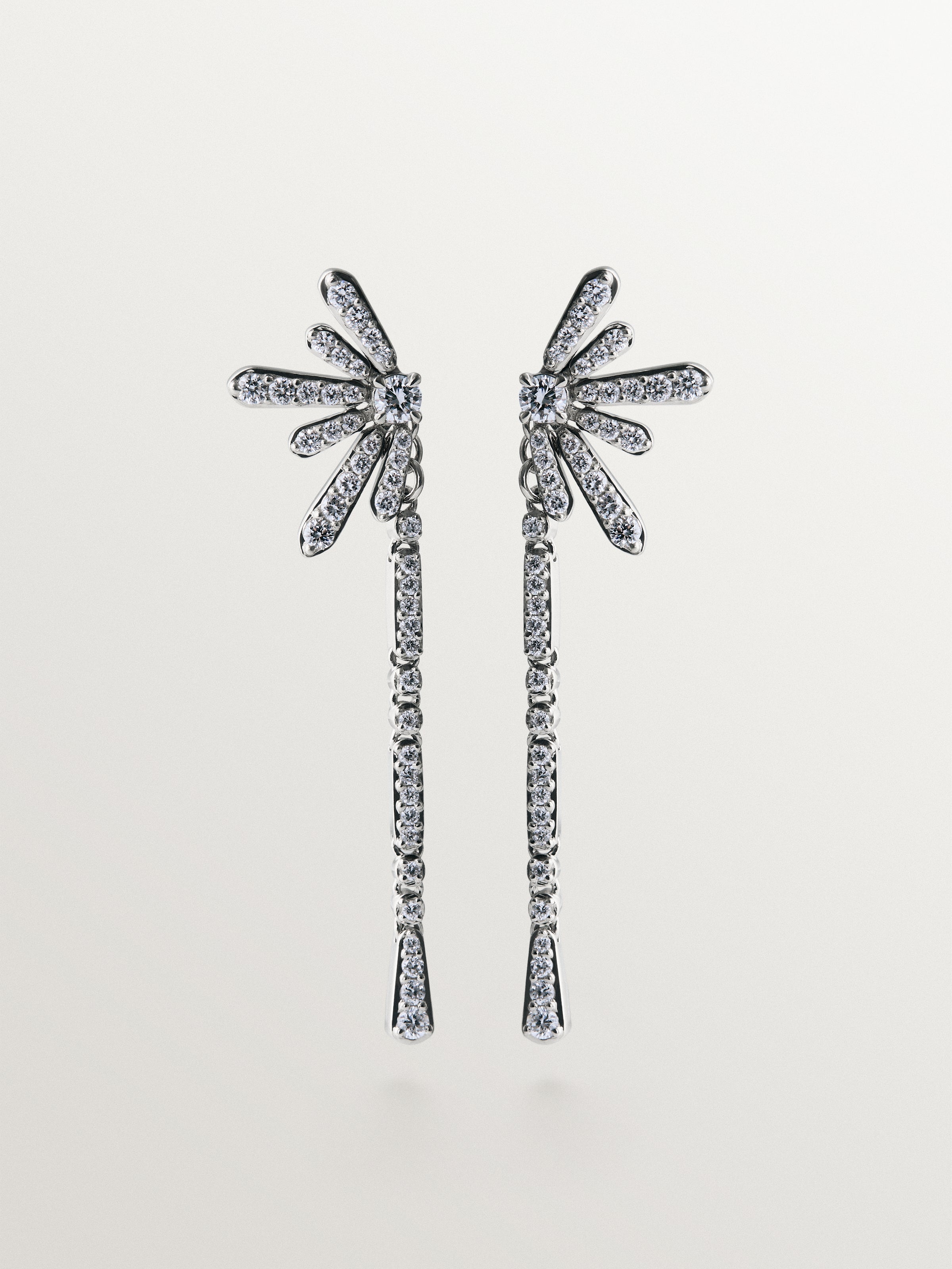Pendientes largos de plata 925 con diamantes lab grown