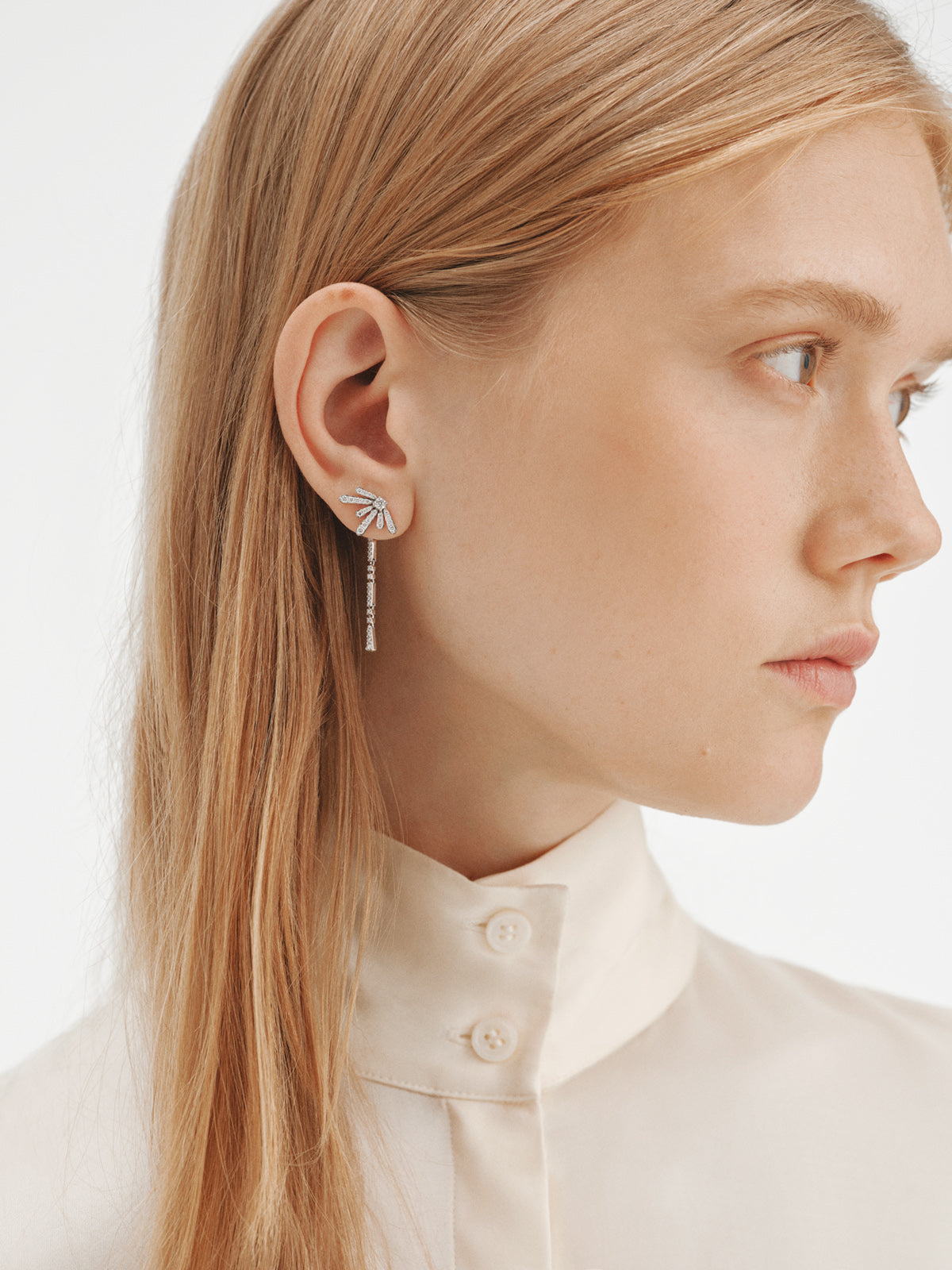 Pendientes largos de plata 925 con diamantes lab grown