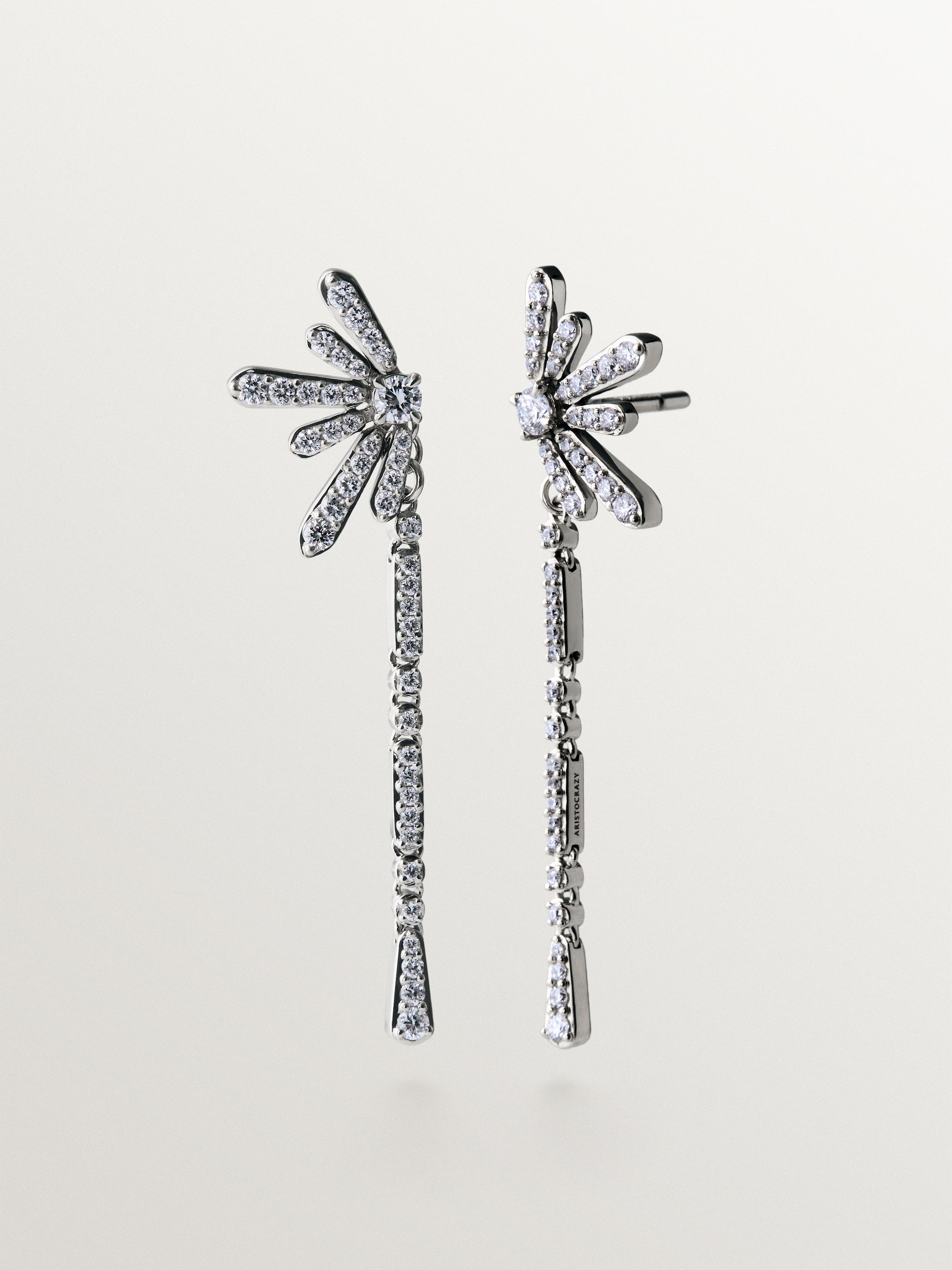Pendientes largos de plata 925 con diamantes lab grown