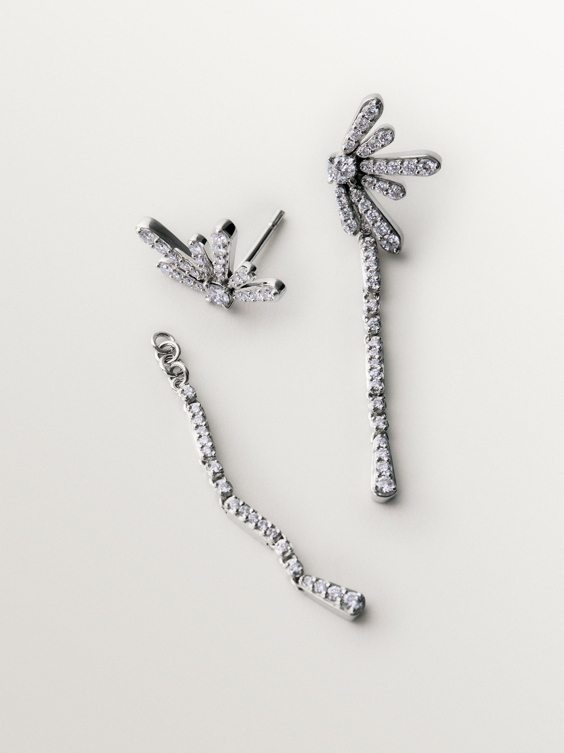 Pendientes largos de plata 925 con diamantes lab grown