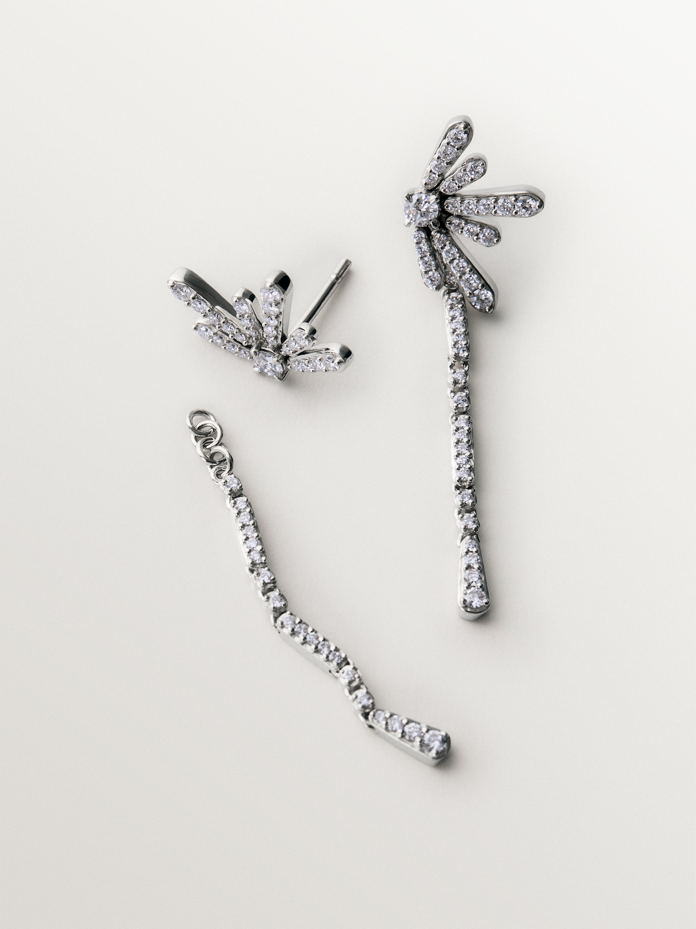 Pendientes largos de plata 925 con diamantes lab grown