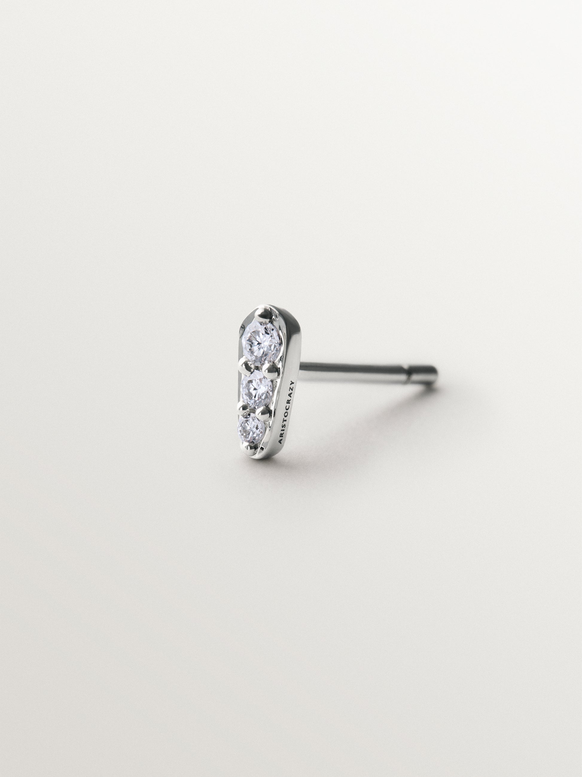 Pendiente individual de plata 925 con diamantes lab grown