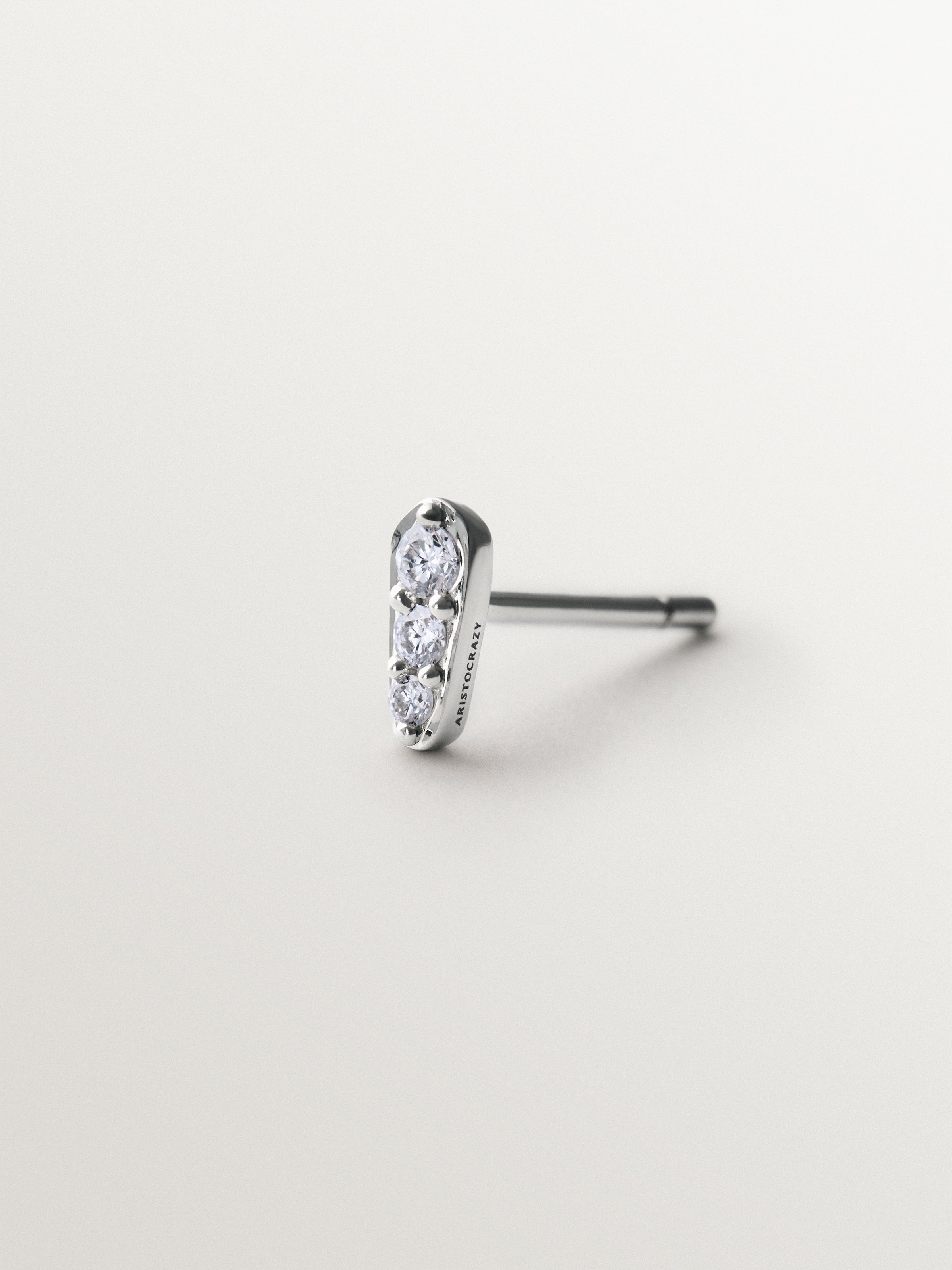 Pendiente individual de plata 925 con diamantes lab grown