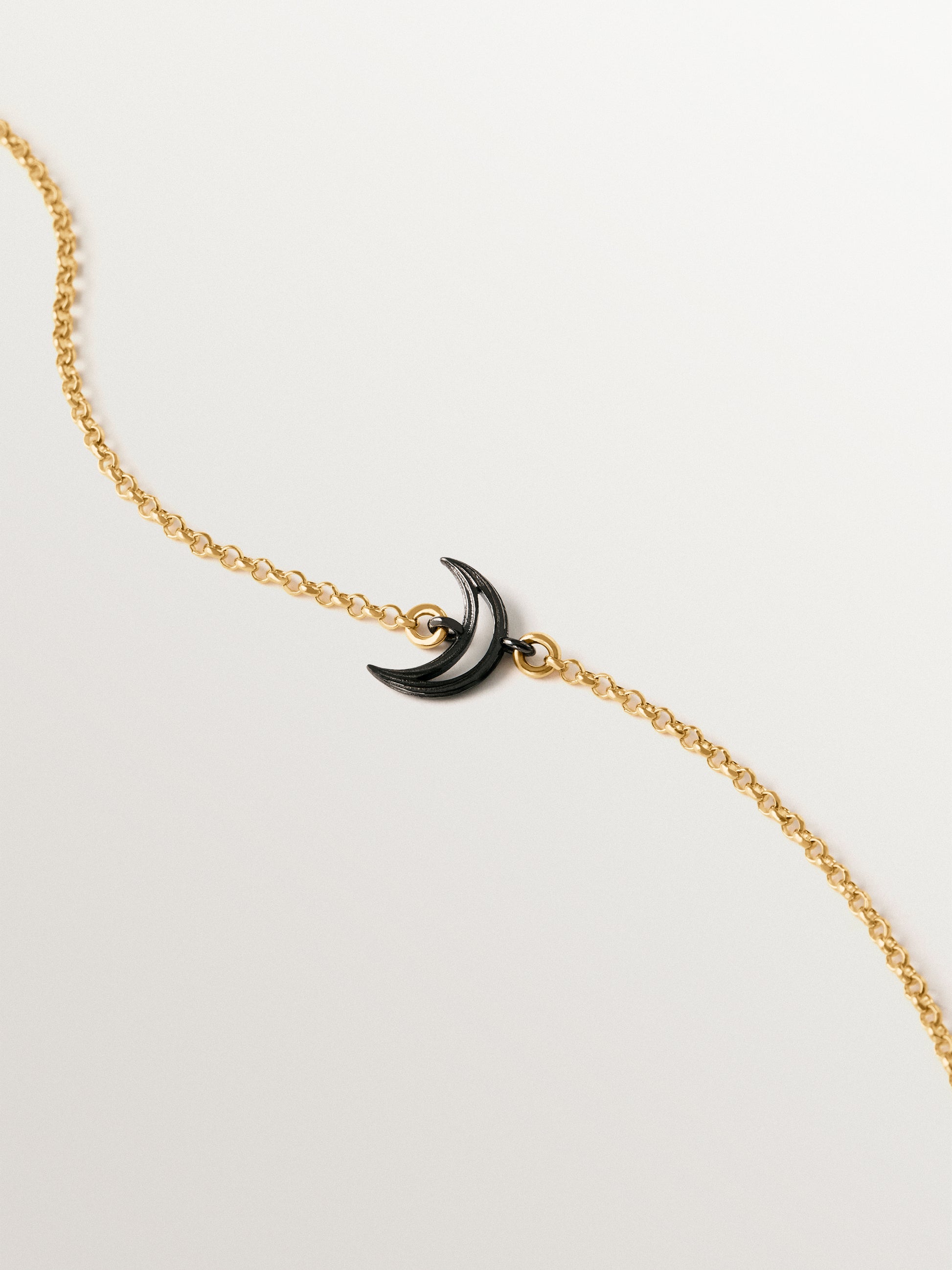Pulsera bicolor de plata 925 bañada en oro amarillo de 18K con forma de luna