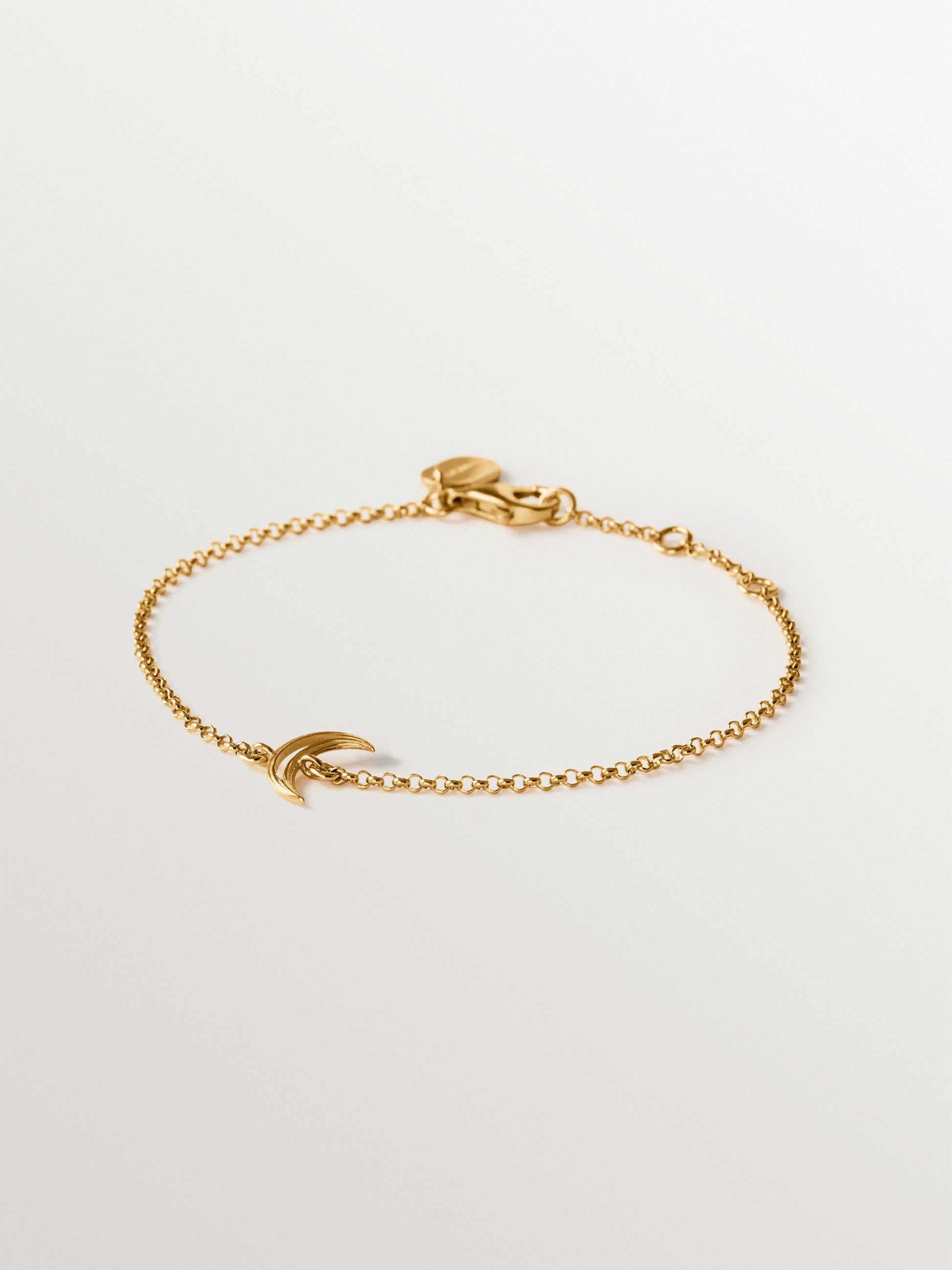 Pulsera de plata 925 bañada en oro amarillo de 18K con forma de luna