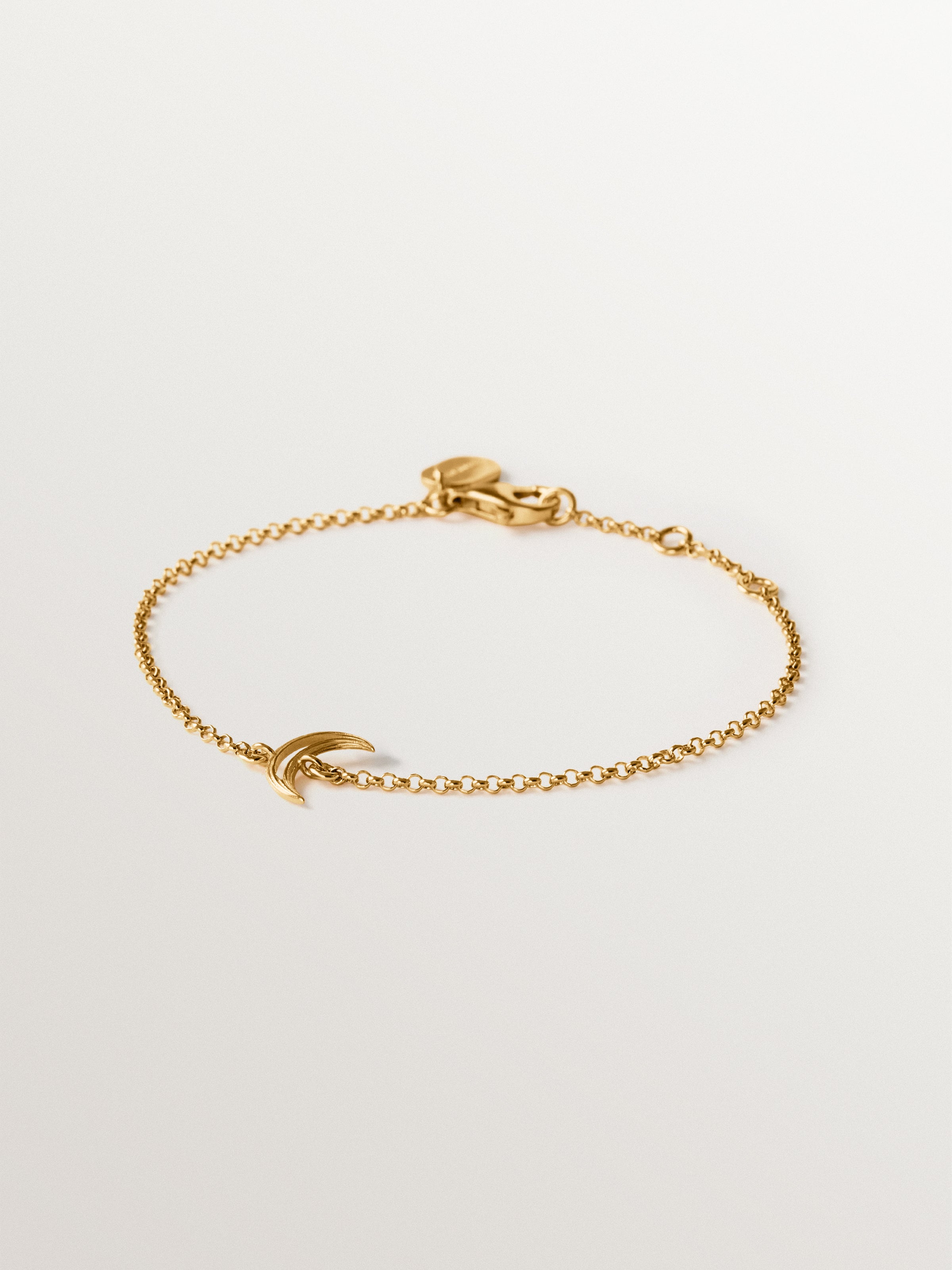 Pulsera de plata 925 bañada en oro amarillo de 18K con forma de luna