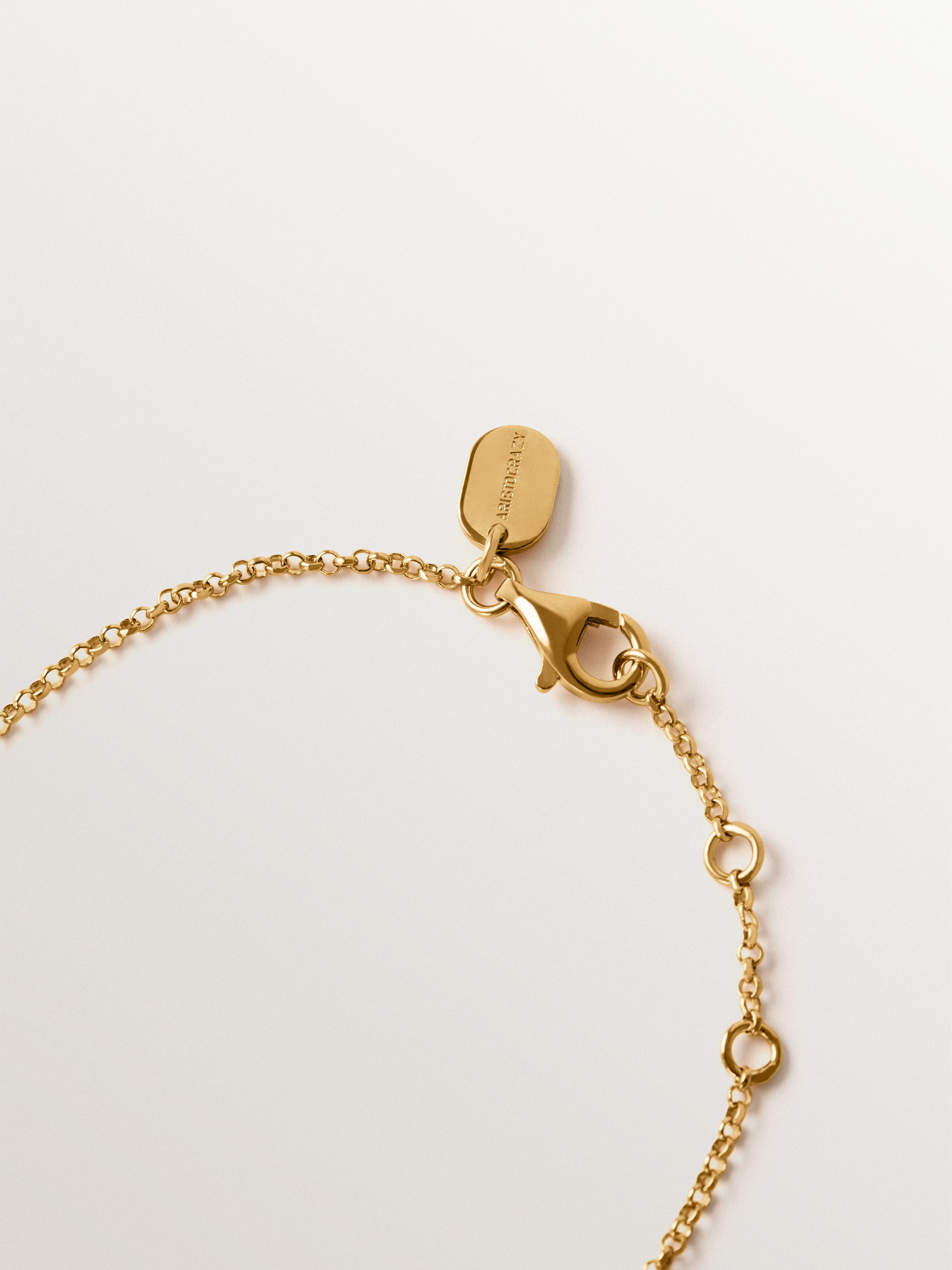 Pulsera de plata 925 bañada en oro amarillo de 18K con forma de luna