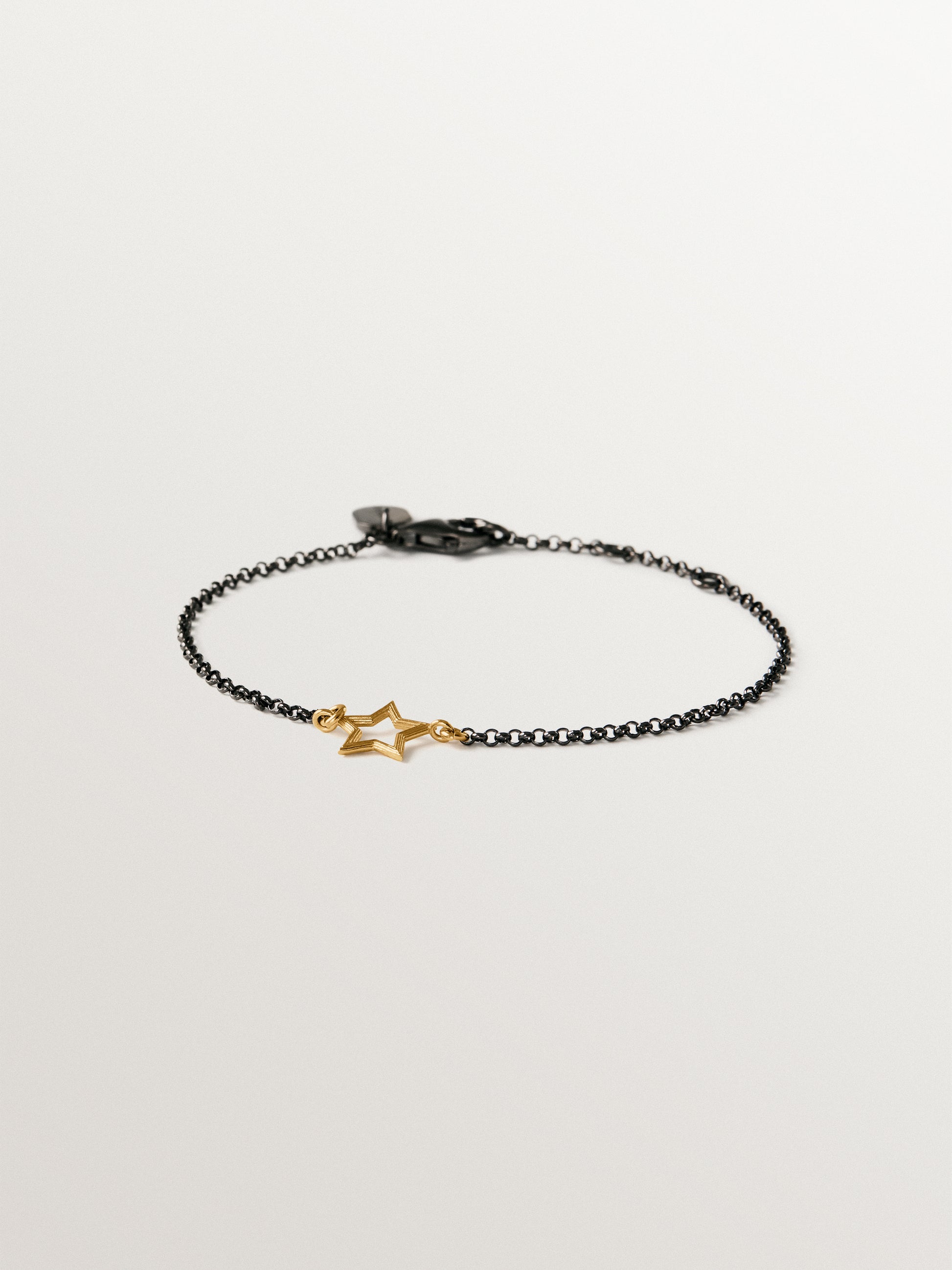 Pulsera bicolor de plata 925 bañada en oro amarillo de 18K con forma de estrella