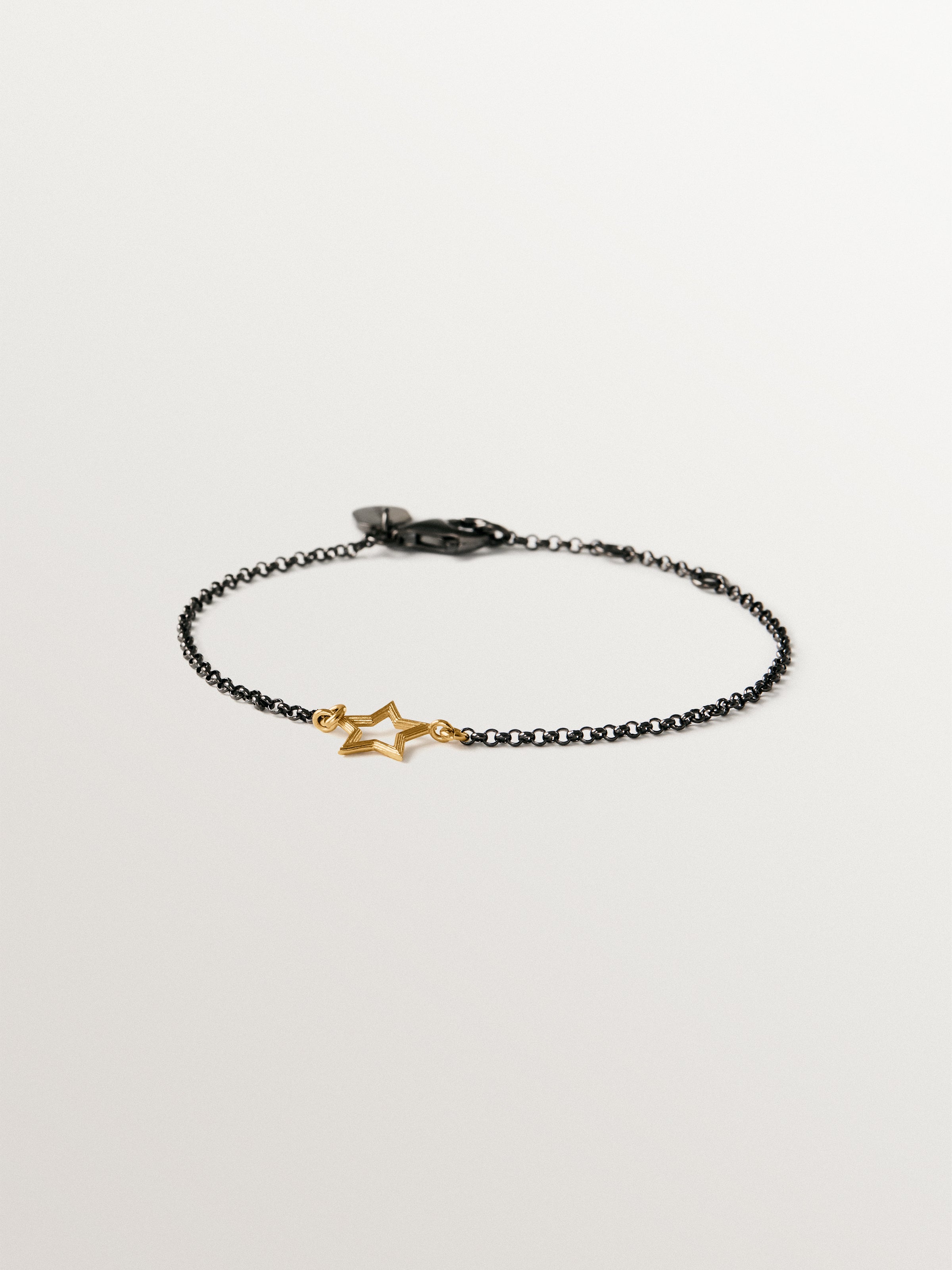 Pulsera bicolor de plata 925 bañada en oro amarillo de 18K con forma de estrella