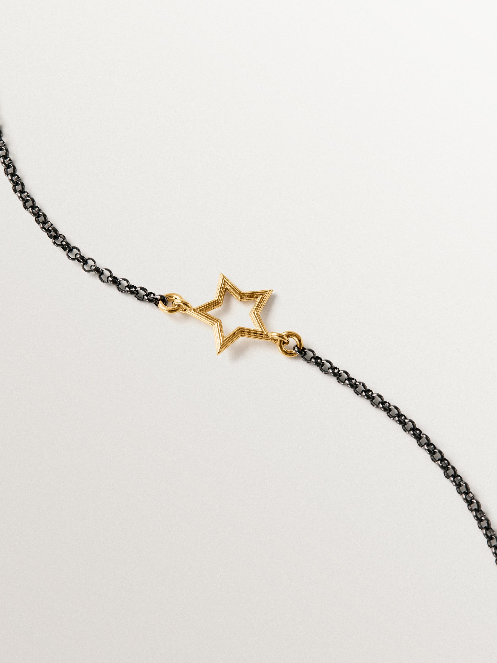 Pulsera bicolor de plata 925 bañada en oro amarillo de 18K con forma de estrella