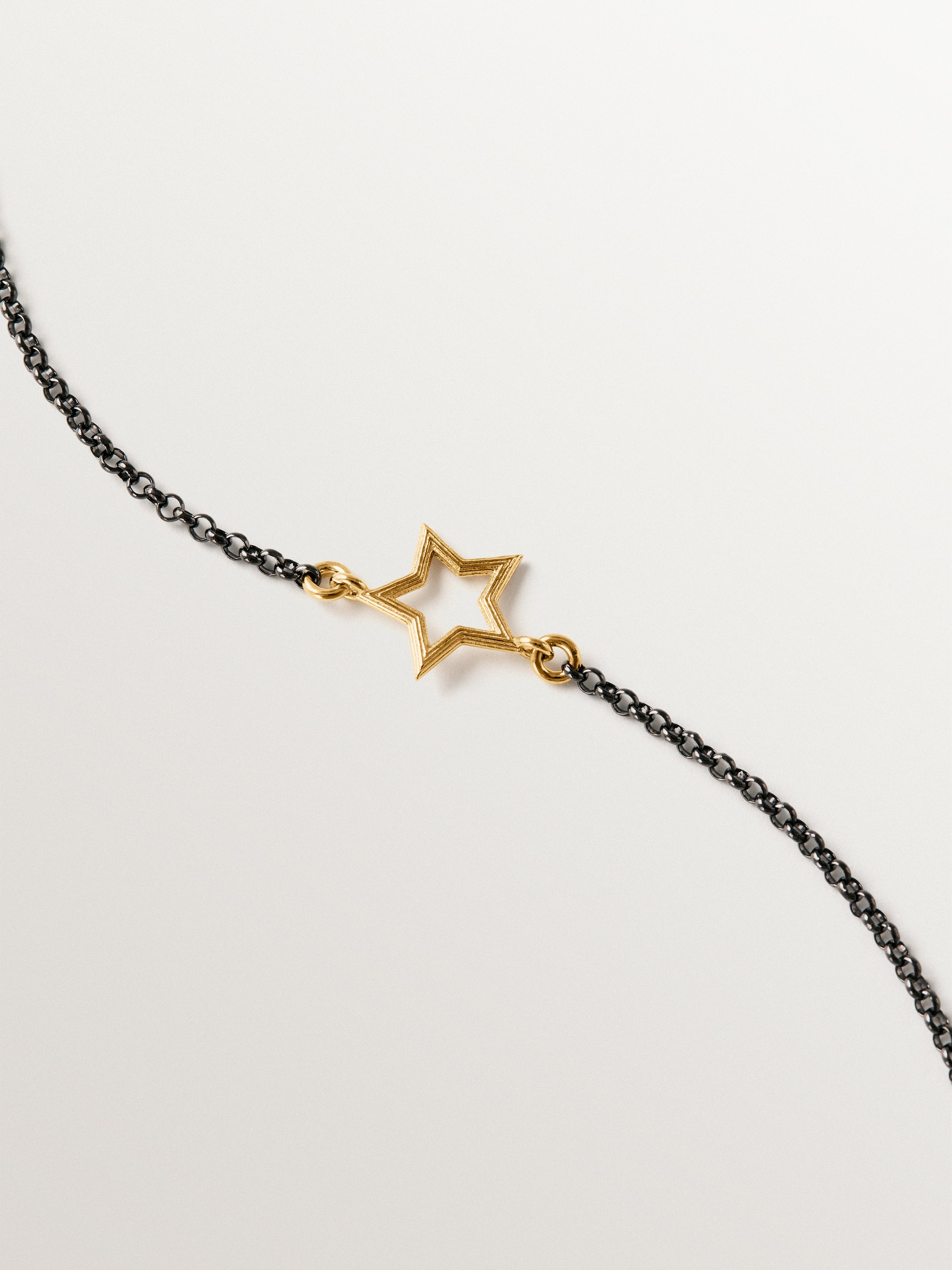 Pulsera bicolor de plata 925 bañada en oro amarillo de 18K con forma de estrella