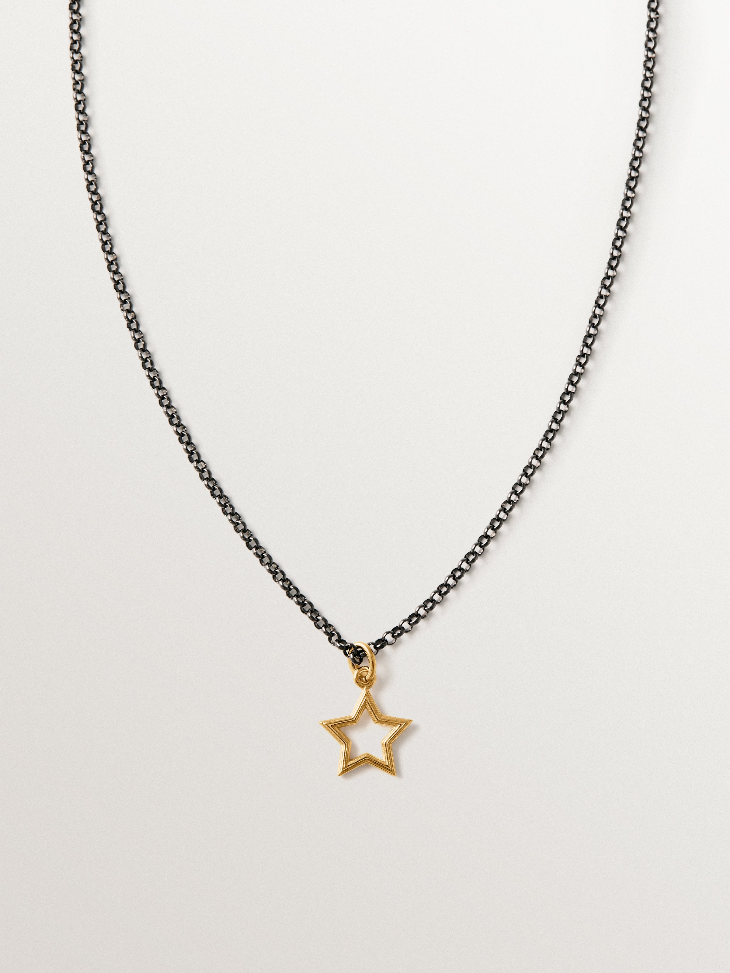 Collar bicolor de plata 925 bañada en oro amarillo de 18K con forma de estrella