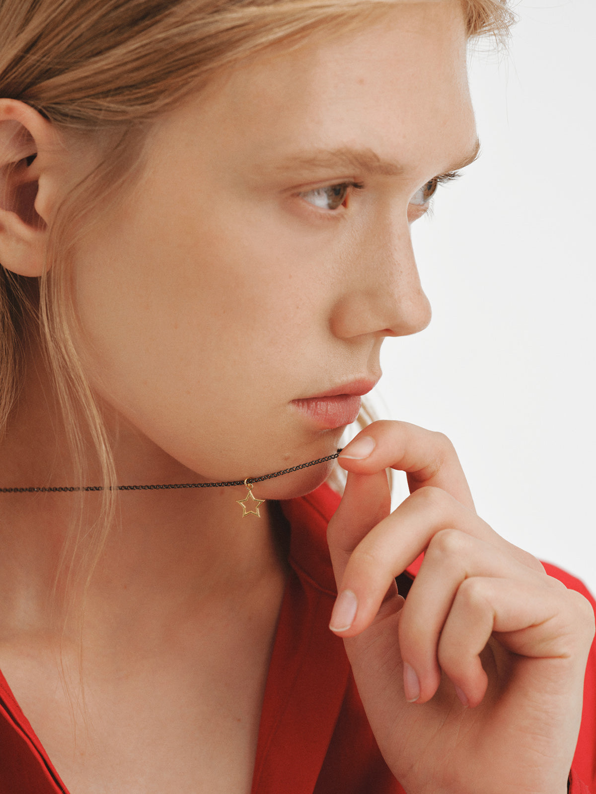 Collar bicolor de plata 925 bañada en oro amarillo de 18K con forma de estrella