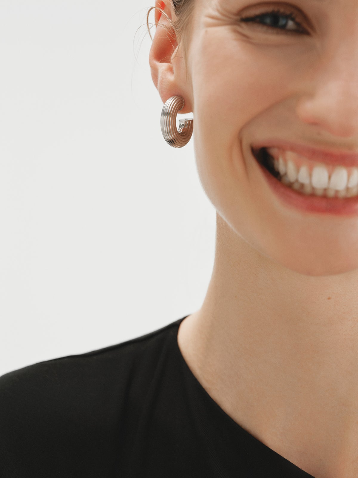 Pendientes de aro de plata 925 con textura