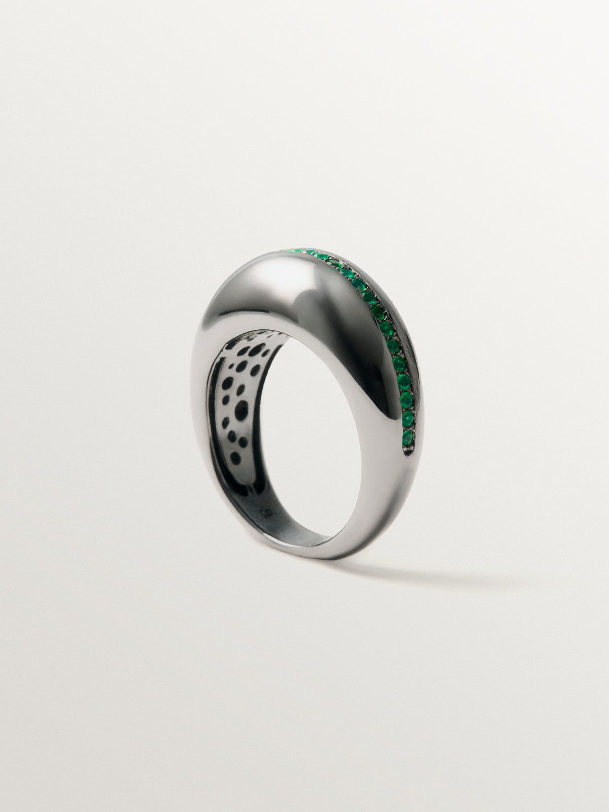 Anillo abomado de plata 925 con onix verde