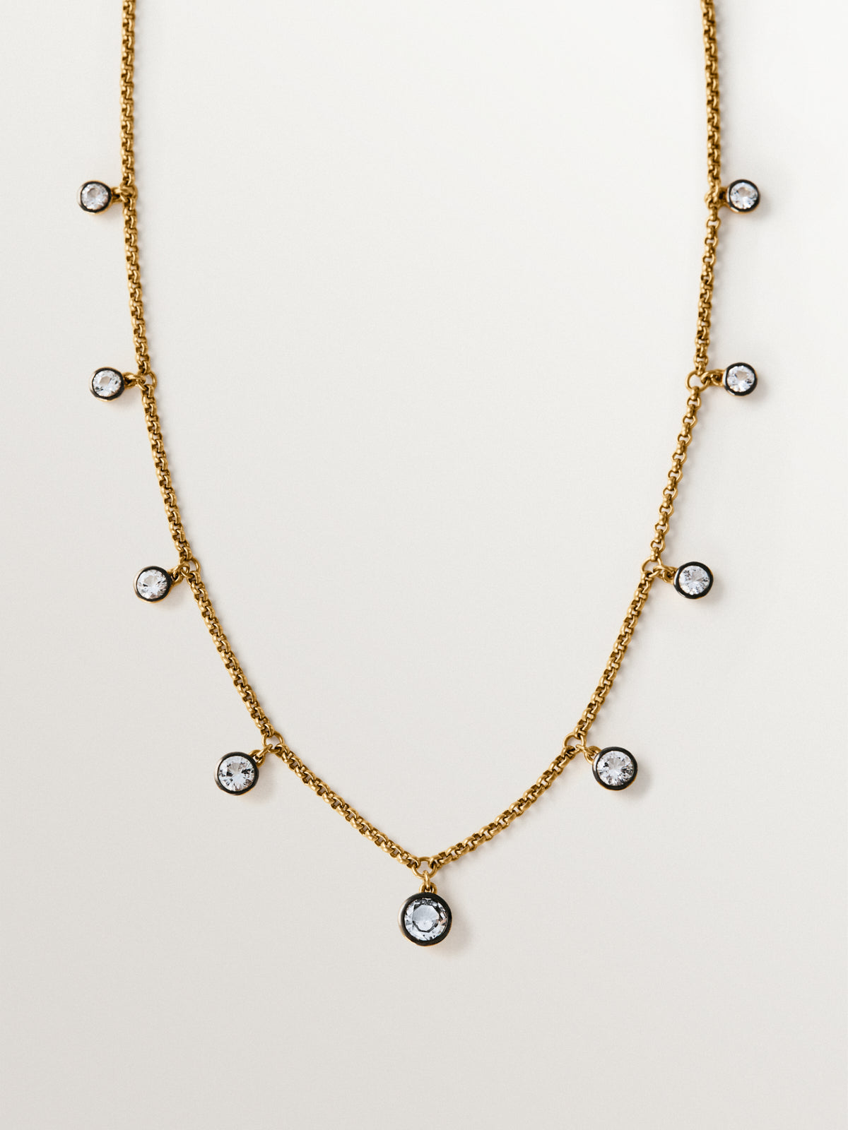 Collar bicolor de plata 925 bañada en oro amarillo de 18K con topacio blanco