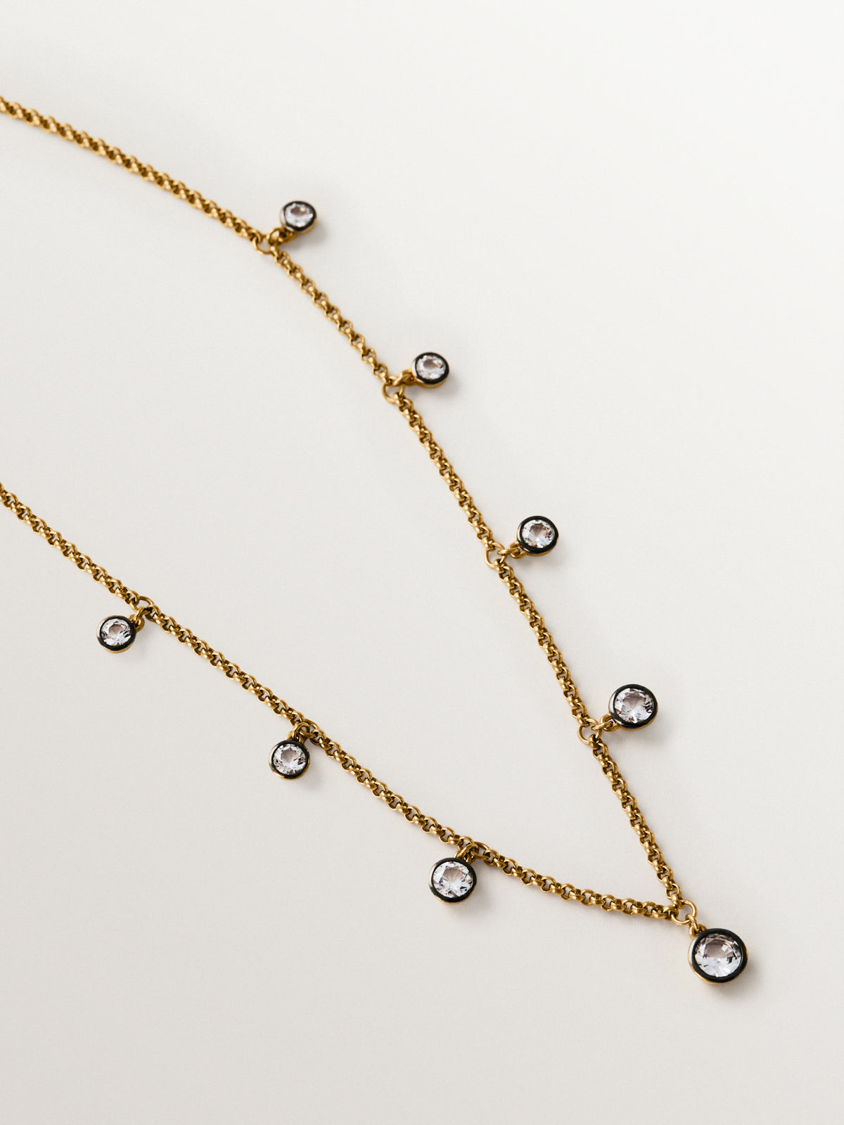 Collar bicolor de plata 925 bañada en oro amarillo de 18K con topacio blanco