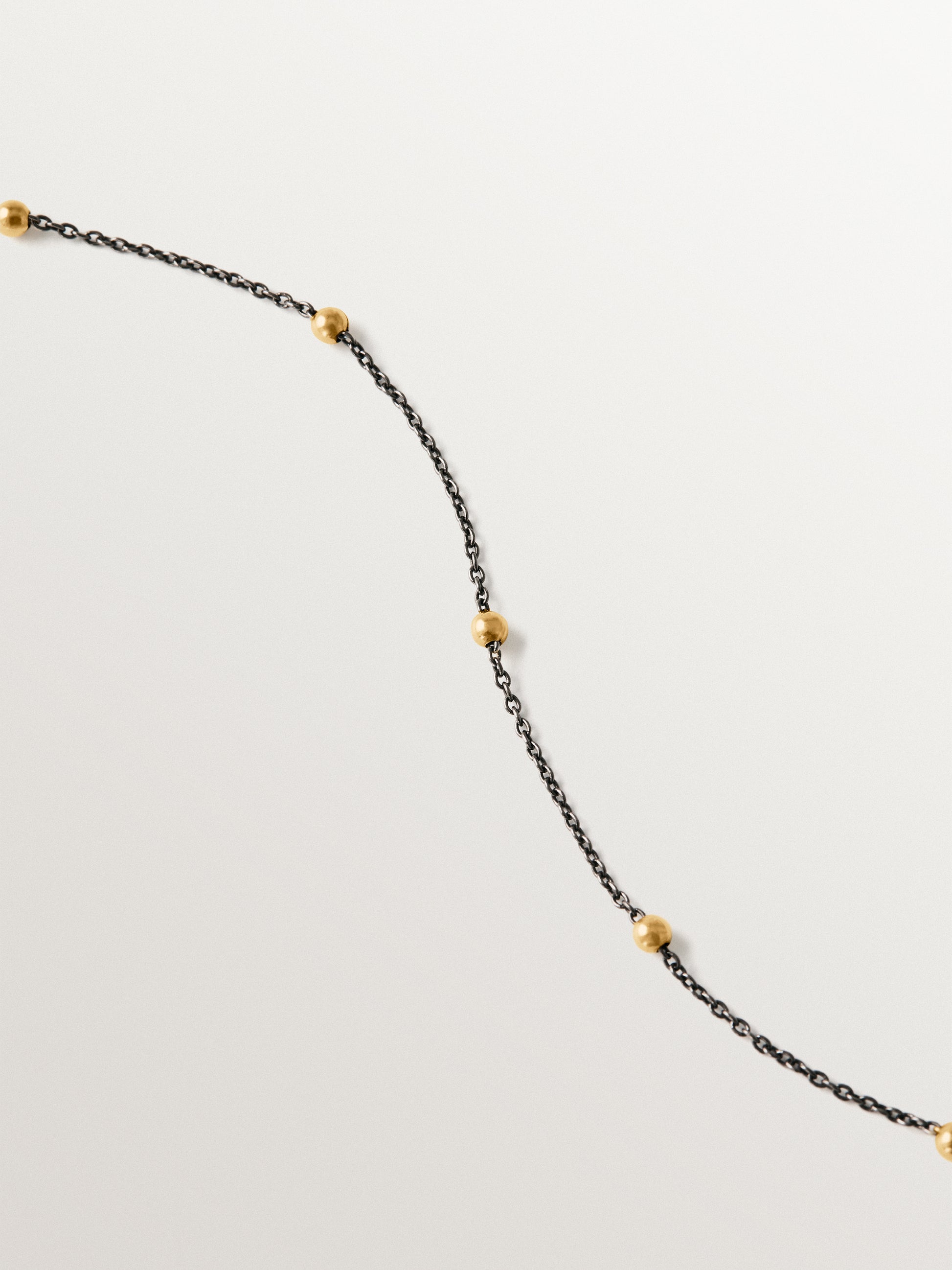 Cadena bicolor de plata 925 bañada en oro amarillo de 18K con bolitas
