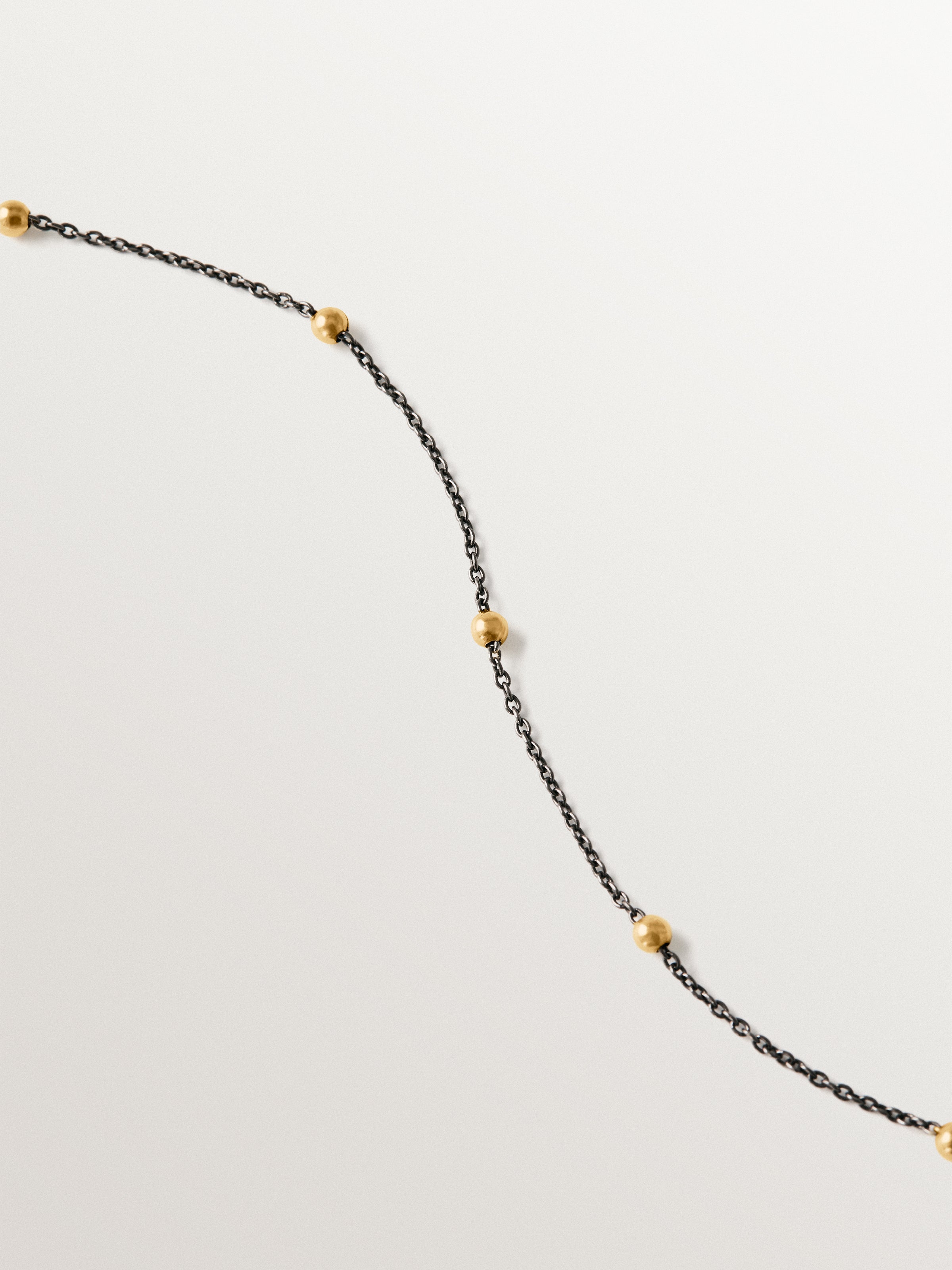 Cadena bicolor de plata 925 bañada en oro amarillo de 18K con bolitas