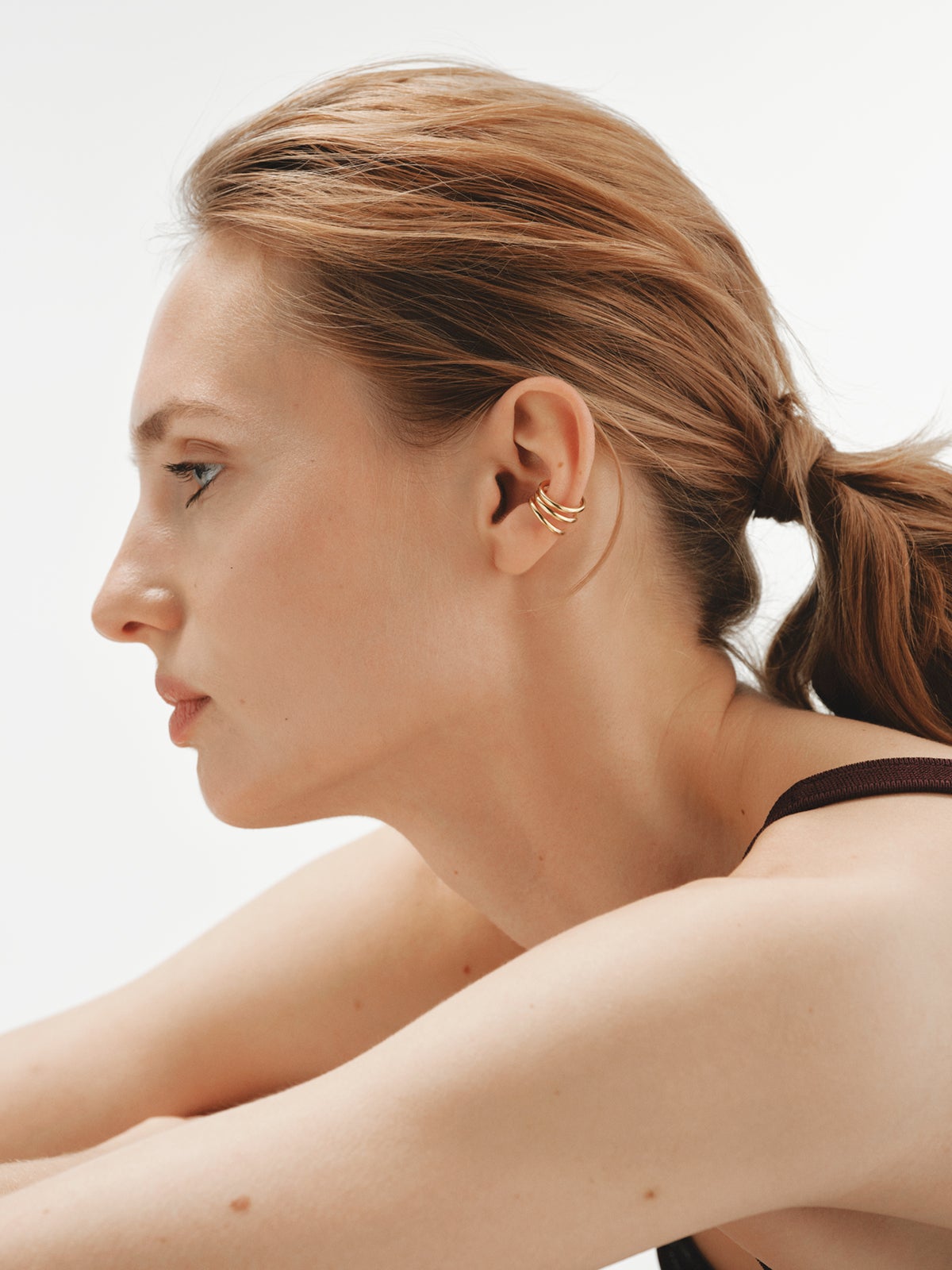 Earcuff triple de plata 925 bañada en oro amarillo de 18K