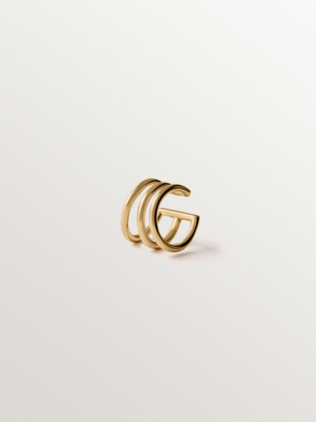 Earcuff triple de plata 925 bañada en oro amarillo de 18K