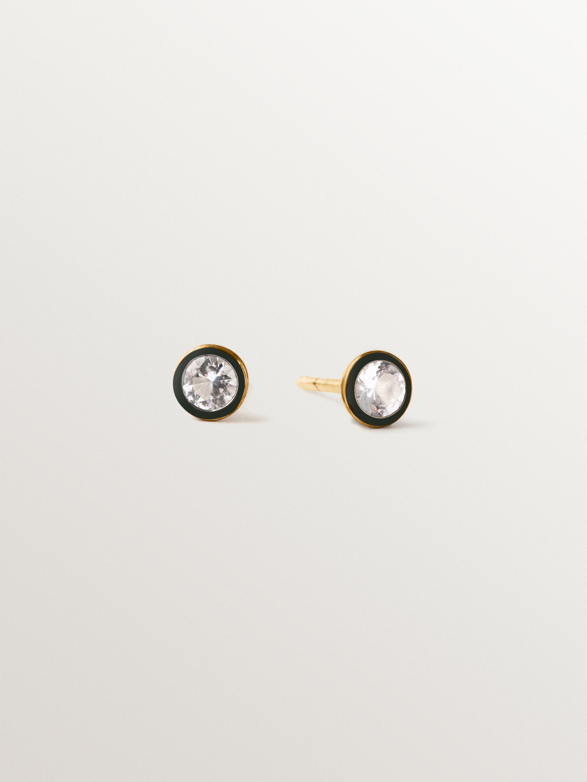 Pendientes bicolor de plata 925 bañada en oro amarillo de 18K con topacios blancos