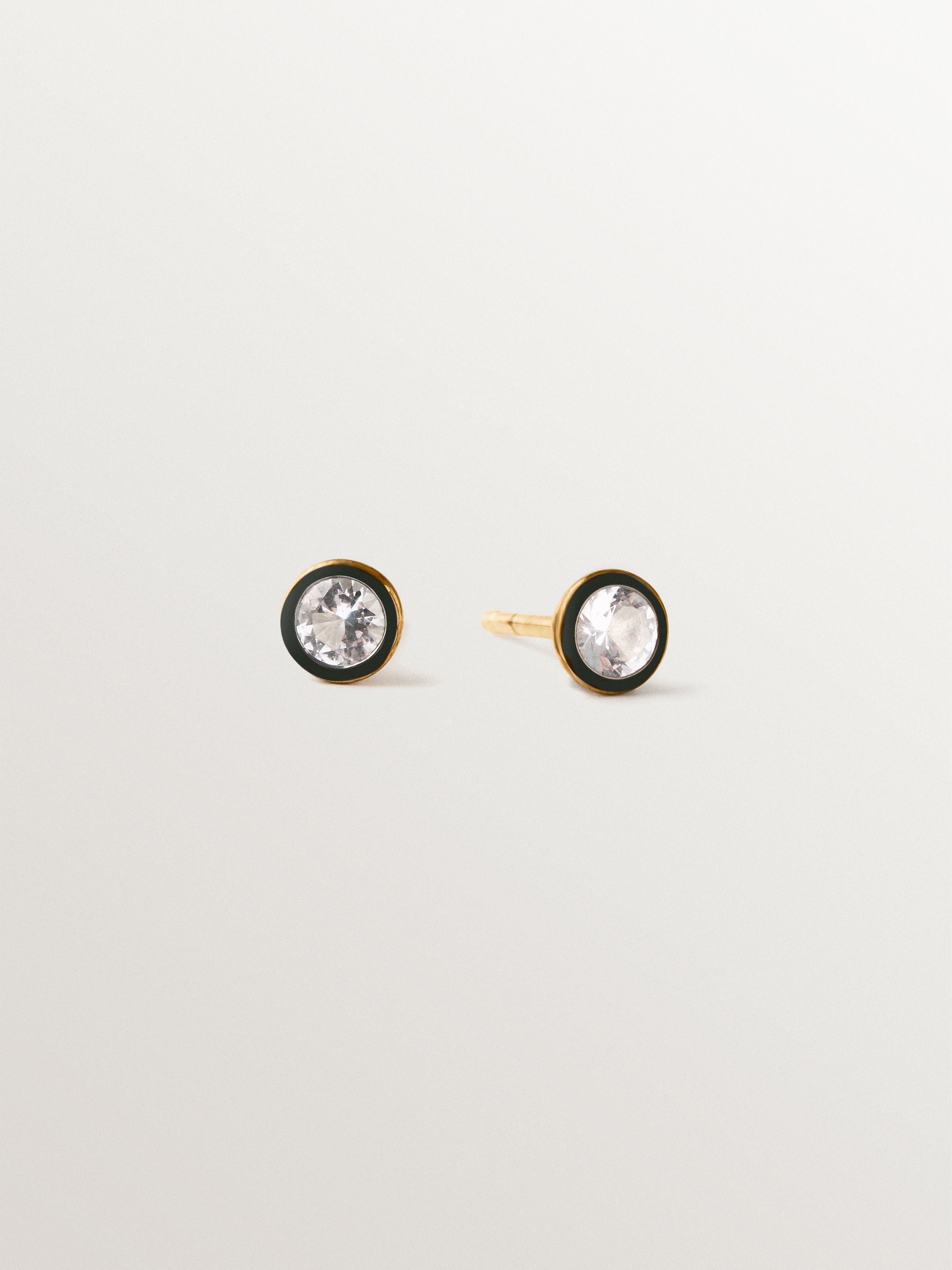 Pendientes bicolor de plata 925 bañada en oro amarillo de 18K con topacios blancos