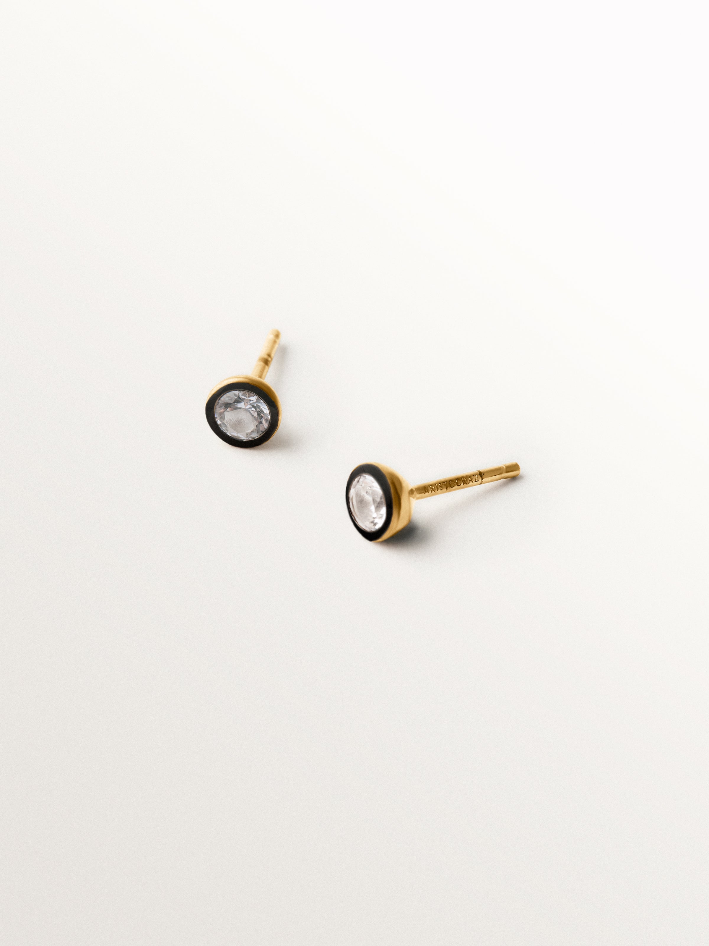 Pendientes bicolor de plata 925 bañada en oro amarillo de 18K con topacios blancos