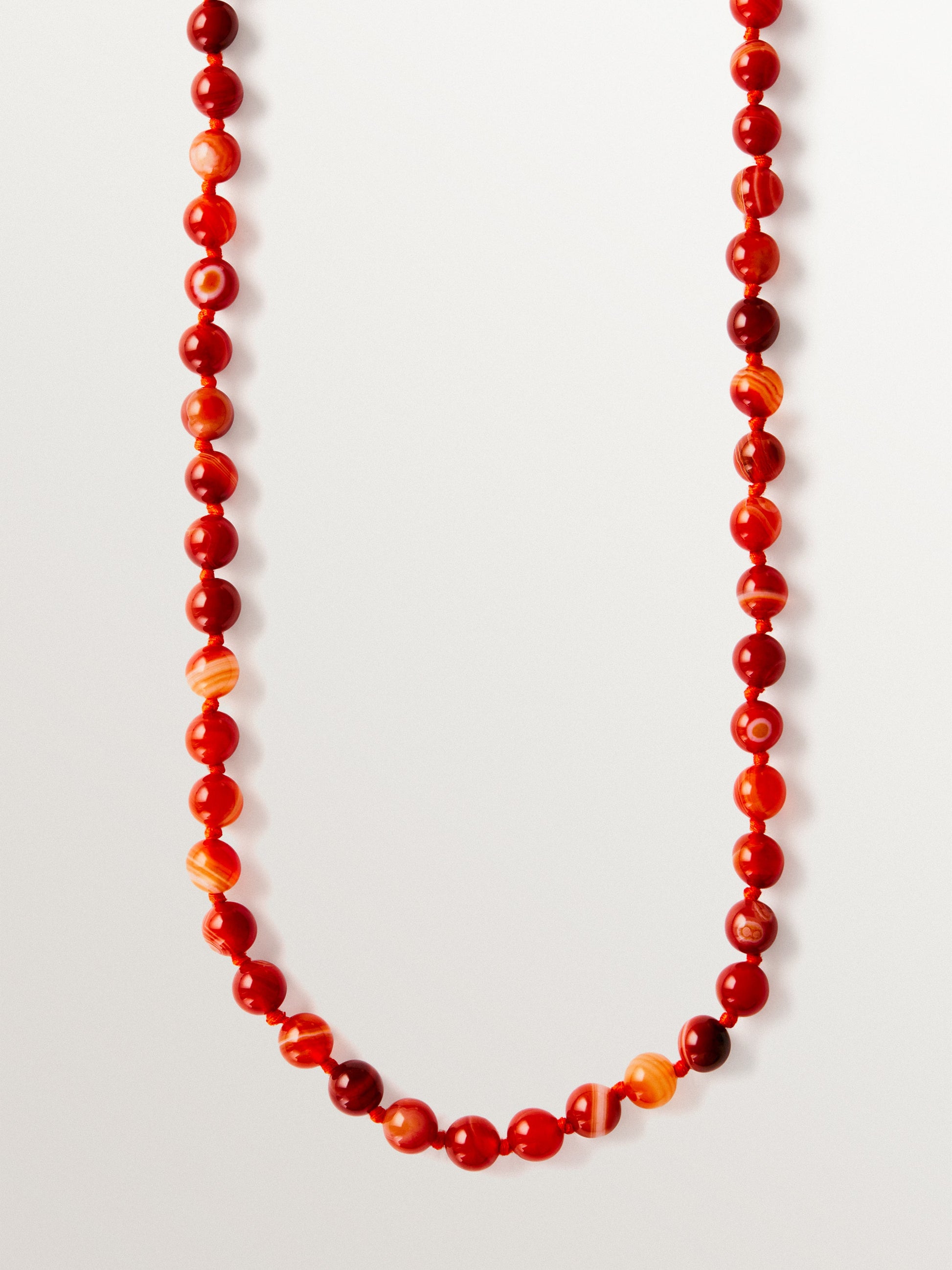 Collar de plata 925 bañada en oro amarillo de 18K con bolitas de agata rojo