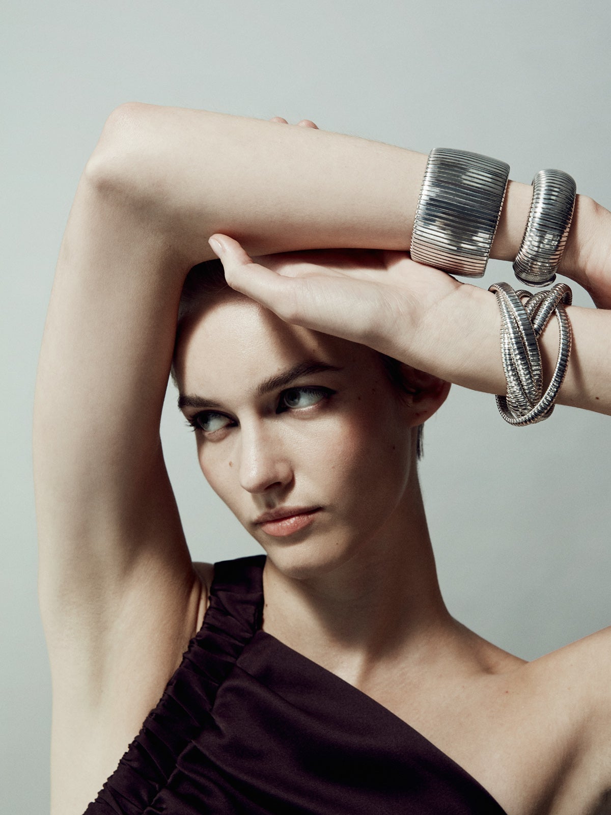 Pulsera tubogas multibrazo twist de plata 800