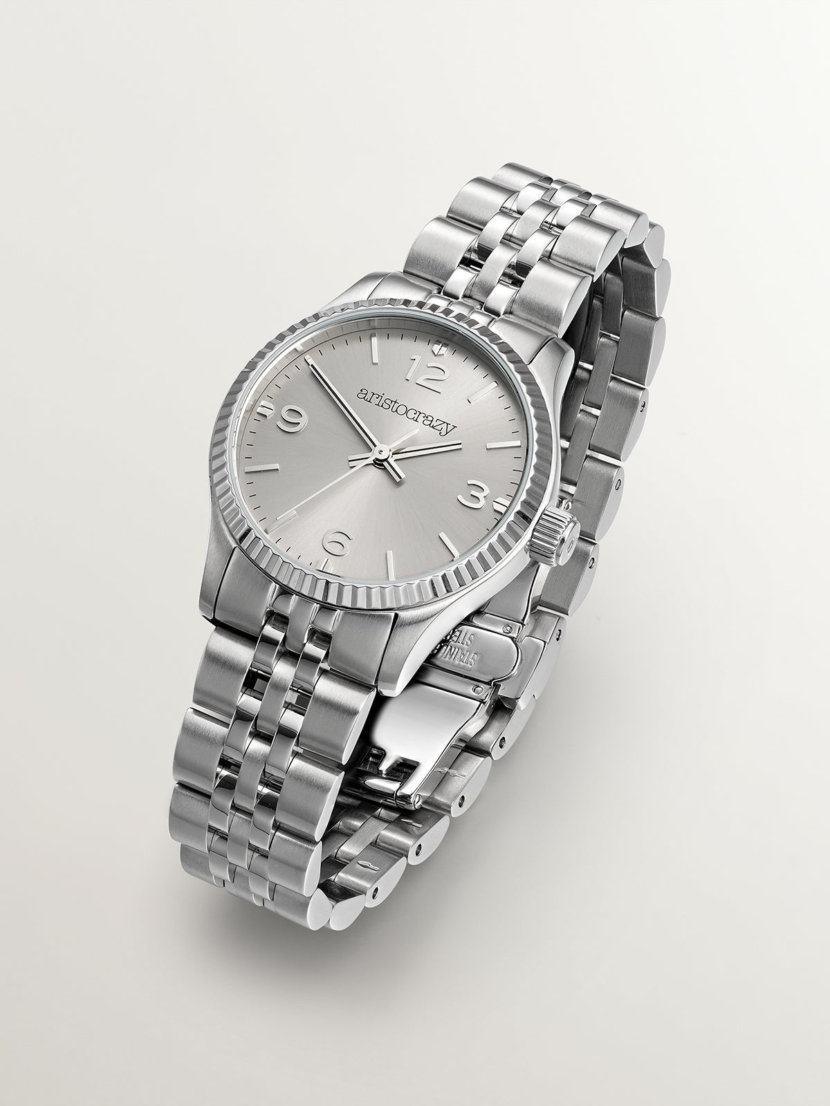 Reloj St. Barth Armis con correa de acero gris y esfera gris