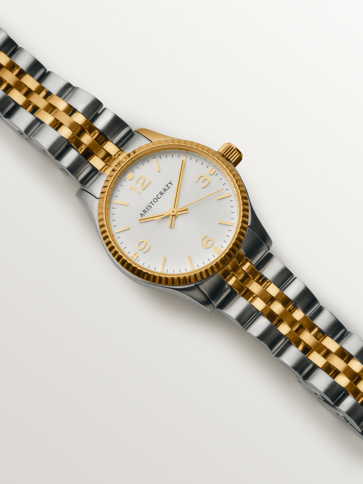 Reloj St. Barth Armis con correa de acero gris y amarillo y esfera gris