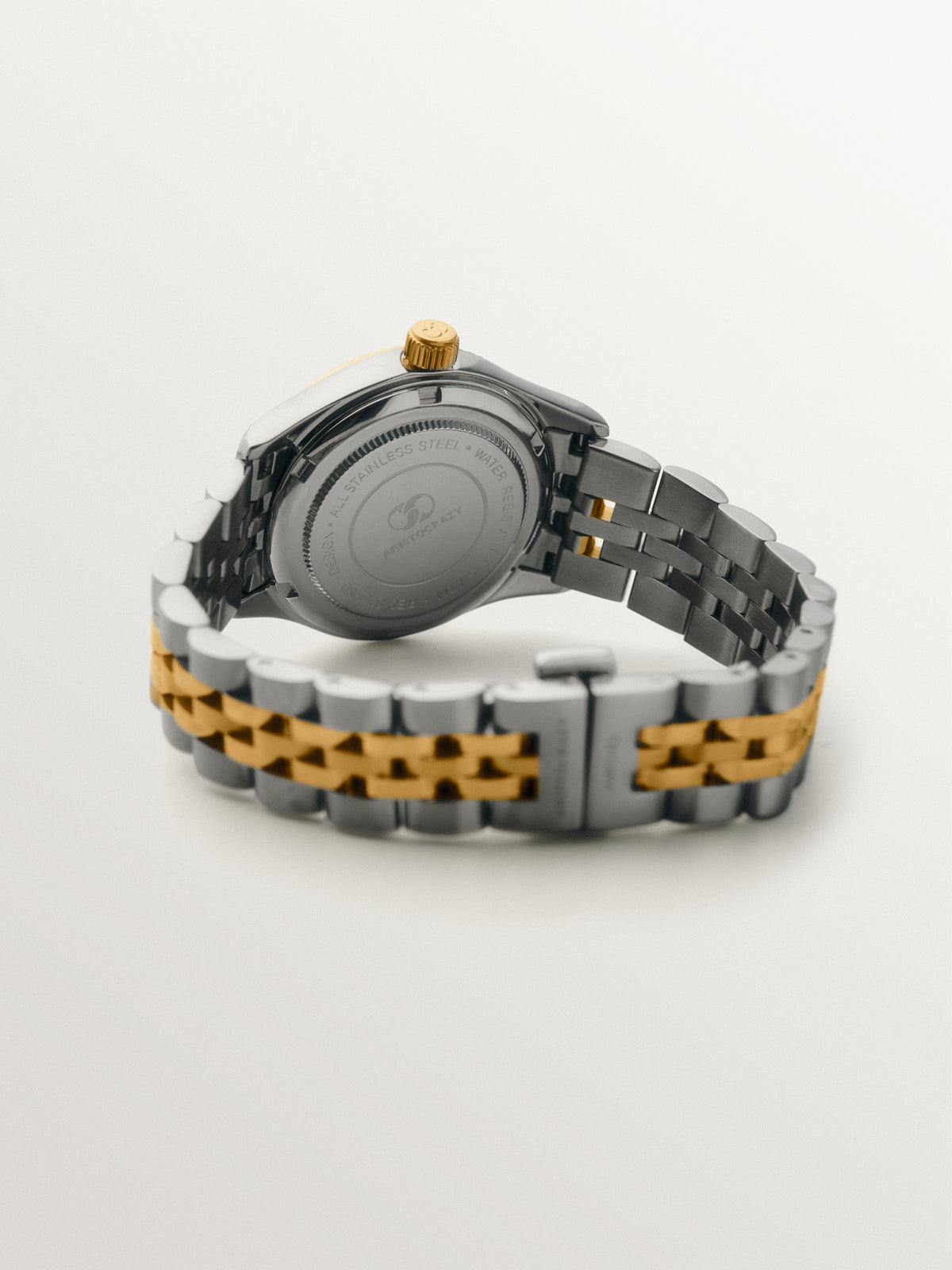 Reloj St. Barth Armis con correa de acero gris y amarillo y esfera gris