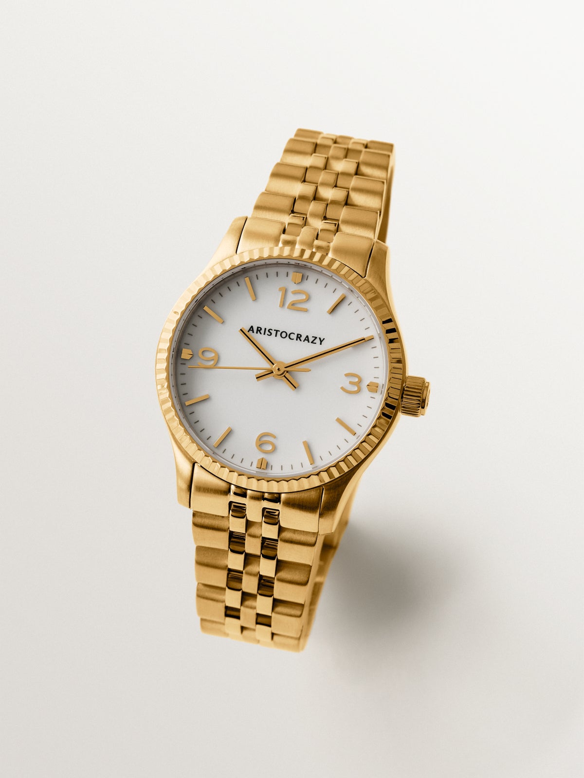 Reloj St. Barth Armis con correa de acero amarillo y esfera grisácea