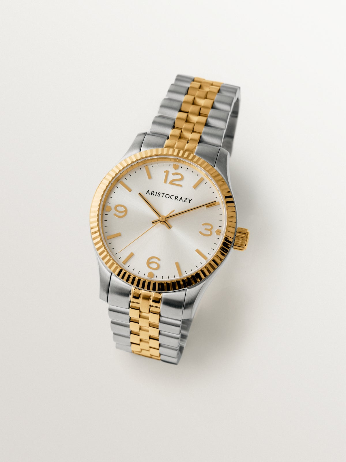 Reloj St. Barth Armis con correa bicolor de acero gris y amarillo y esfera grisácea