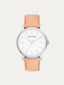 Reloj Fillmore con correa de piel naranja y esfera blanca