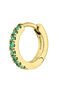 Single small hoop earring in 9k yellow gold with emeralds, J04970-02-EM-H