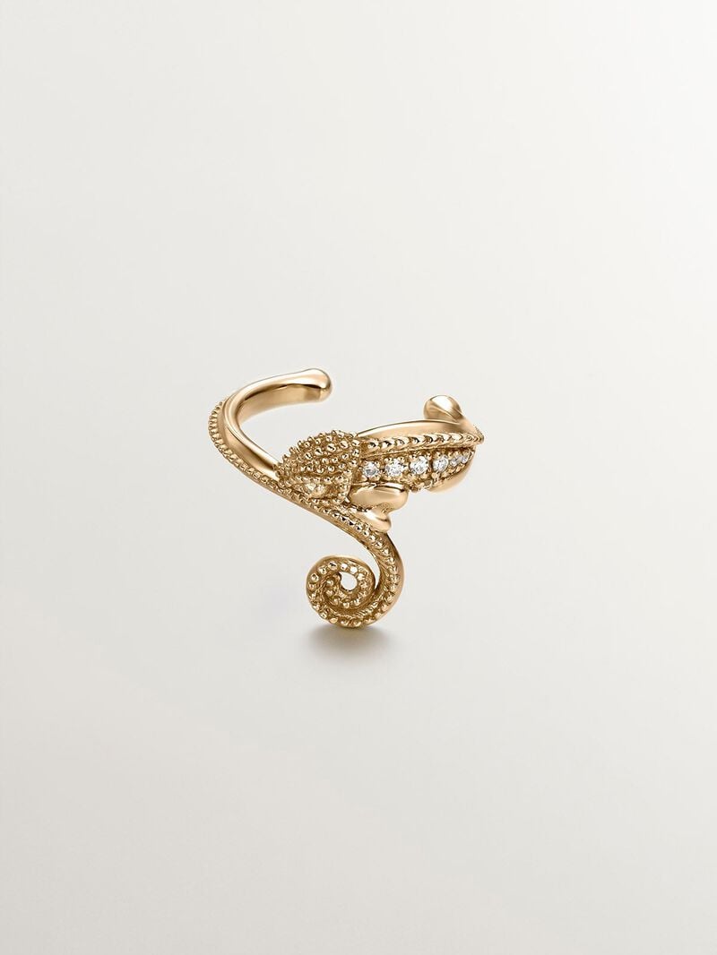 18K Yellow Gold Earcuff Earring with Chameleon-shaped Diamonds image number 0