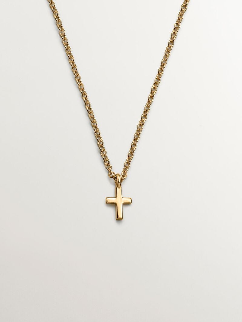 925 silver pendant, dipped in 18K yellow gold with a cross. image number 0