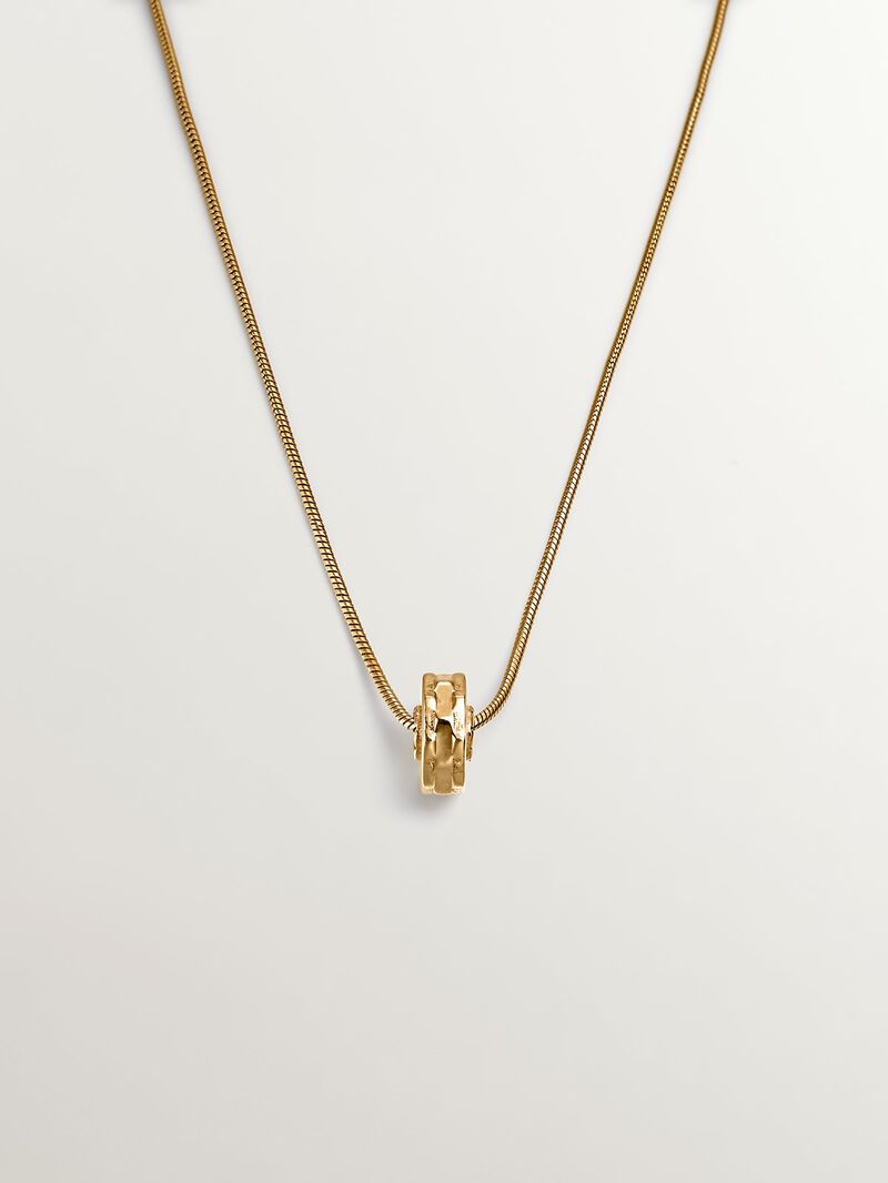925 silver pendant bathed in 9k yellow gold with bearded links and geometric reason image number 0
