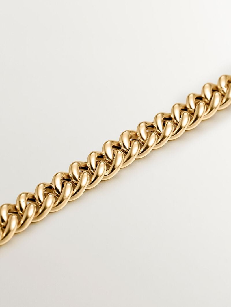 Barbados link chain bracelet in 925 silver plated in 18K yellow gold. image number 6