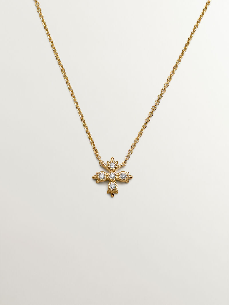18K yellow gold pendant with diamond cross. image number 0