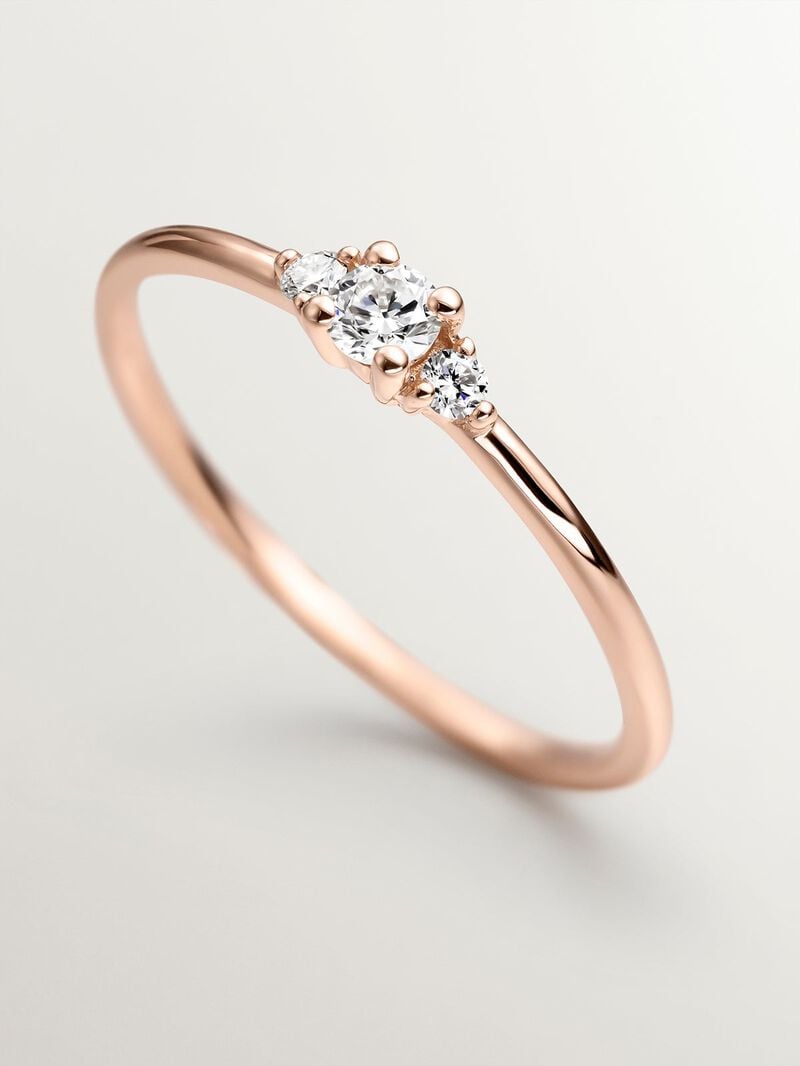 18K rose gold ring with diamonds image number 4