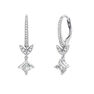 Silver diamond and topaz leaf hoop earrings, J03712-01-WT-GD