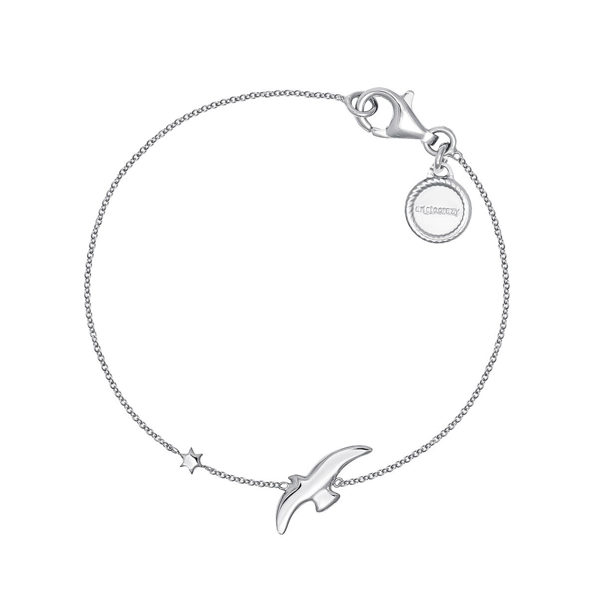 Silver bird and star motif bracelet , J04605-01, hi-res