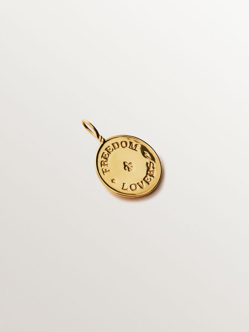 18K yellow gold plated 925 silver charm with white topaz and bird motif image number 2