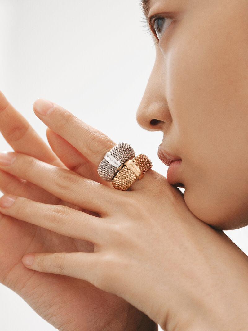 Rigid 925 silver ring with mesh image number 4