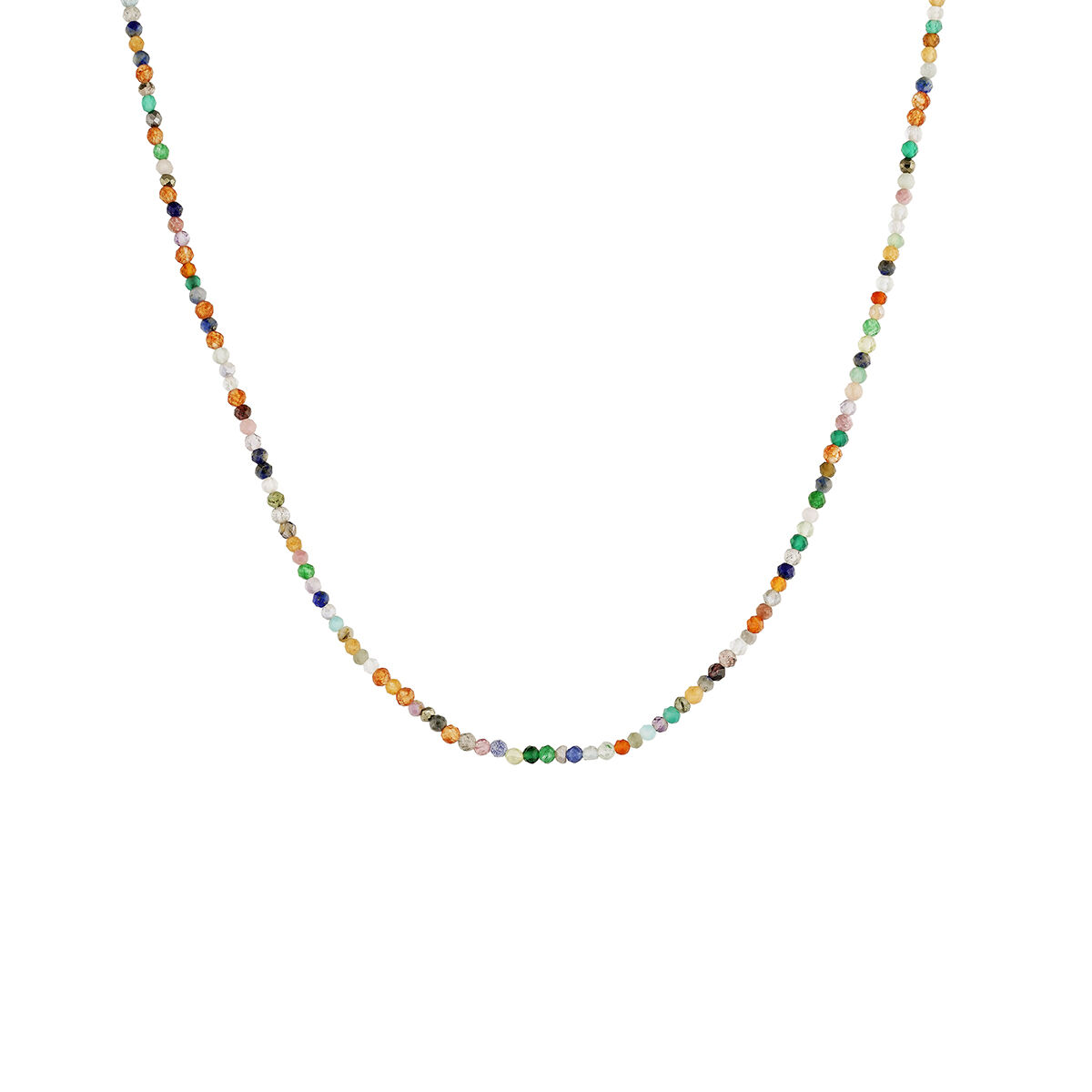 Gold plated silver colored stones necklace , J04877-02-MULTI, hi-res