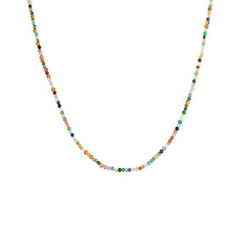 Gold plated silver colored stones necklace , J04877-02-MULTI,hi-res